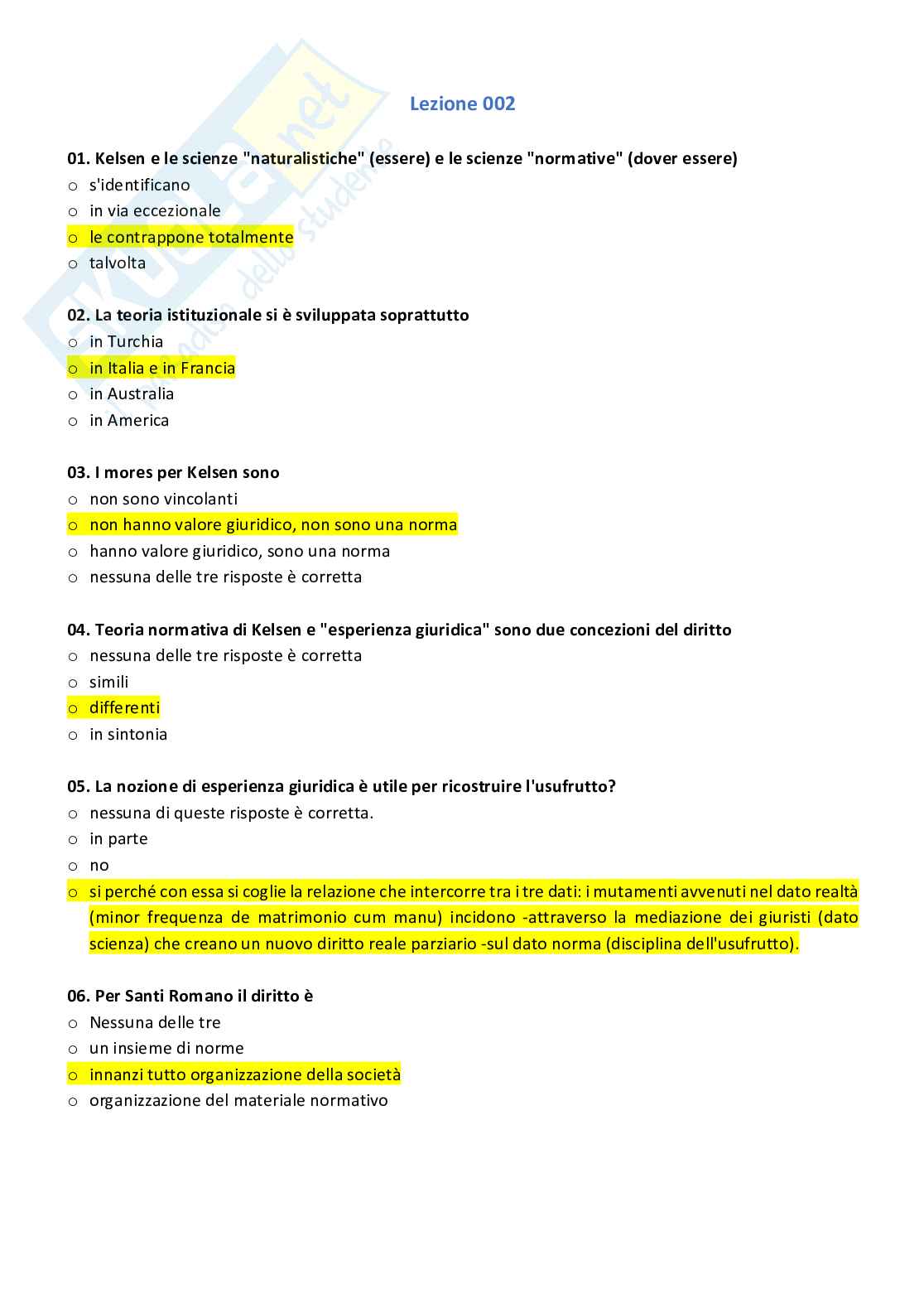 Paniere compilato con risposte chiuse di diritto romano Pag. 2