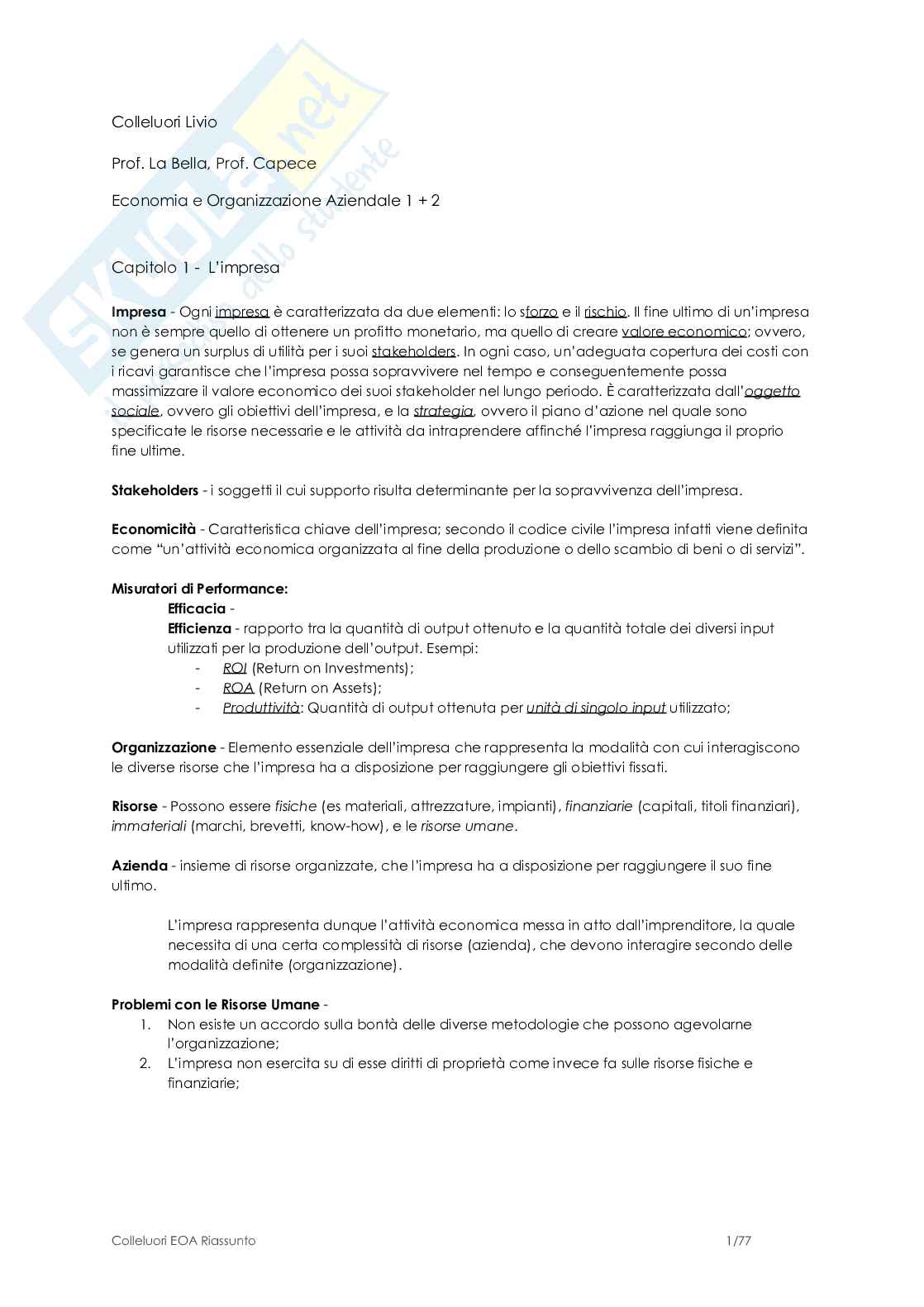 Economia e organizzazione aziendale  Pag. 1