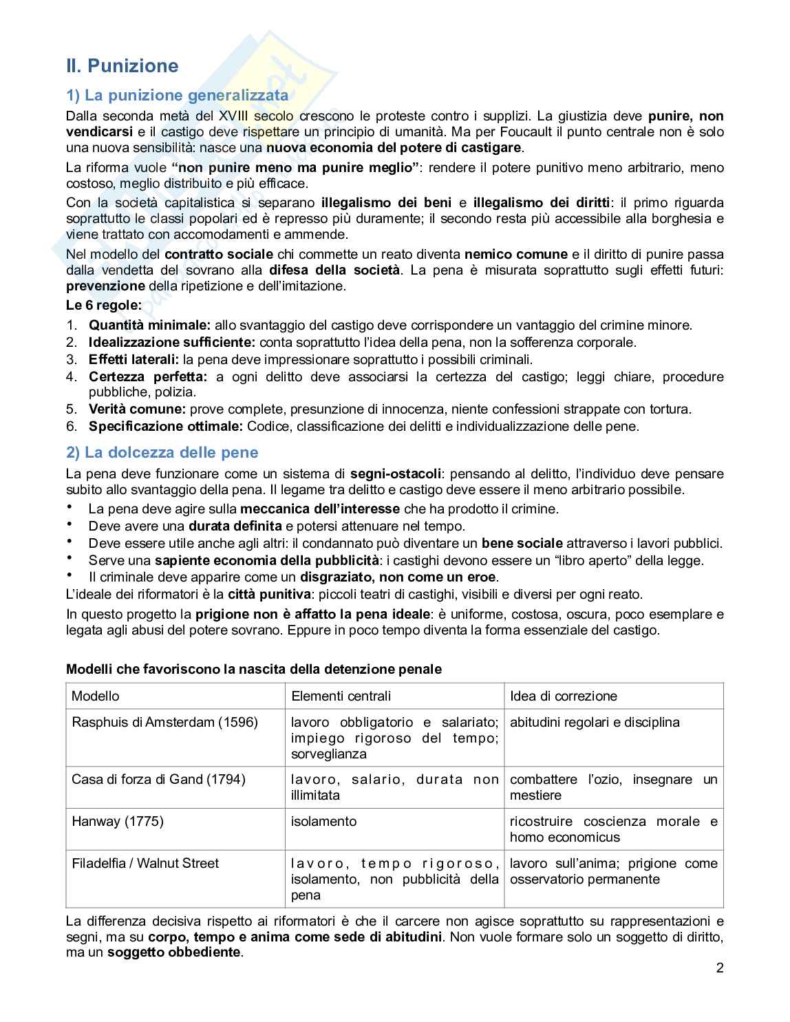 Riassunto esame Filosofia del Diritto, Prof. Re Lucia, libro consigliato Sorvegliare e punire, Foucault  Pag. 2