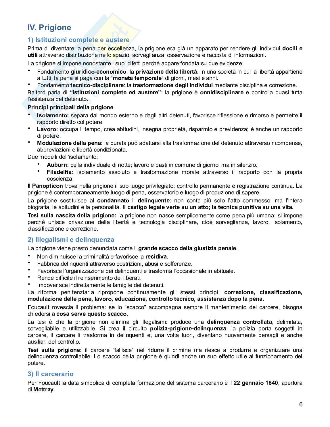Riassunto esame Filosofia del Diritto, Prof. Re Lucia, libro consigliato Sorvegliare e punire, Foucault  Pag. 6