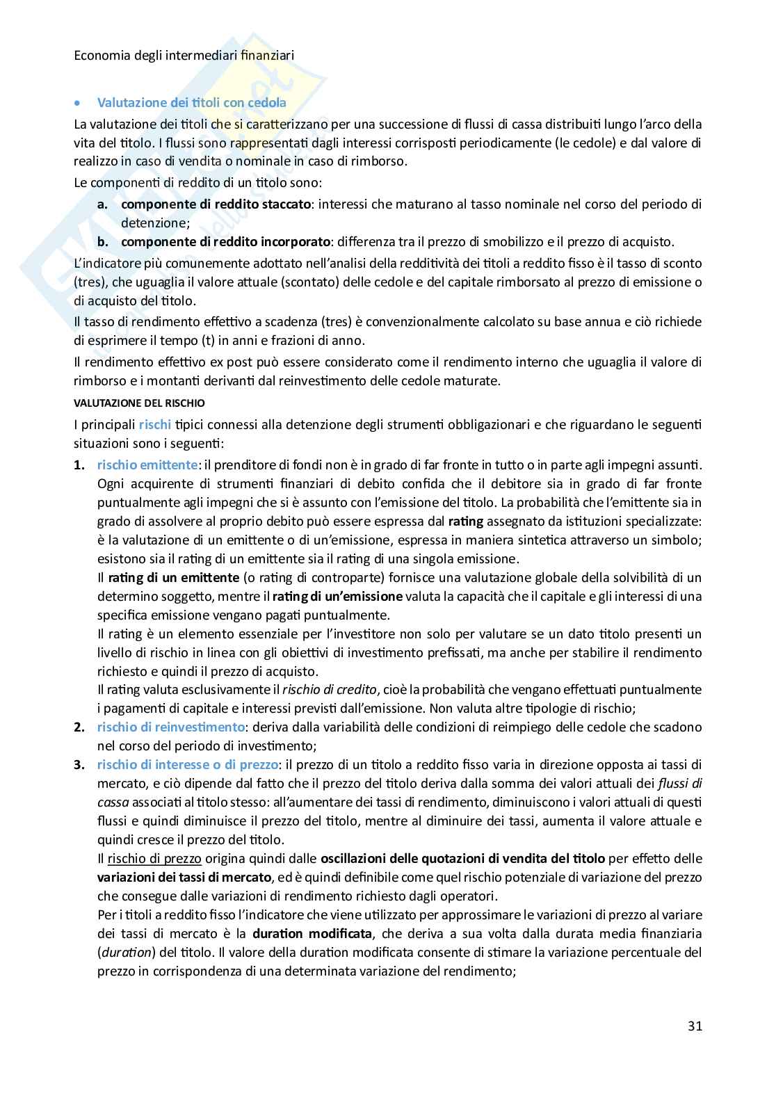 Riassunto esame Economia degli intermediari finanziari - eif, Prof. Uselli Andrea, libro consigliato Il sistema finanziario: funzioni, mercati e intermediari, Andrea Ferrari Pag. 71