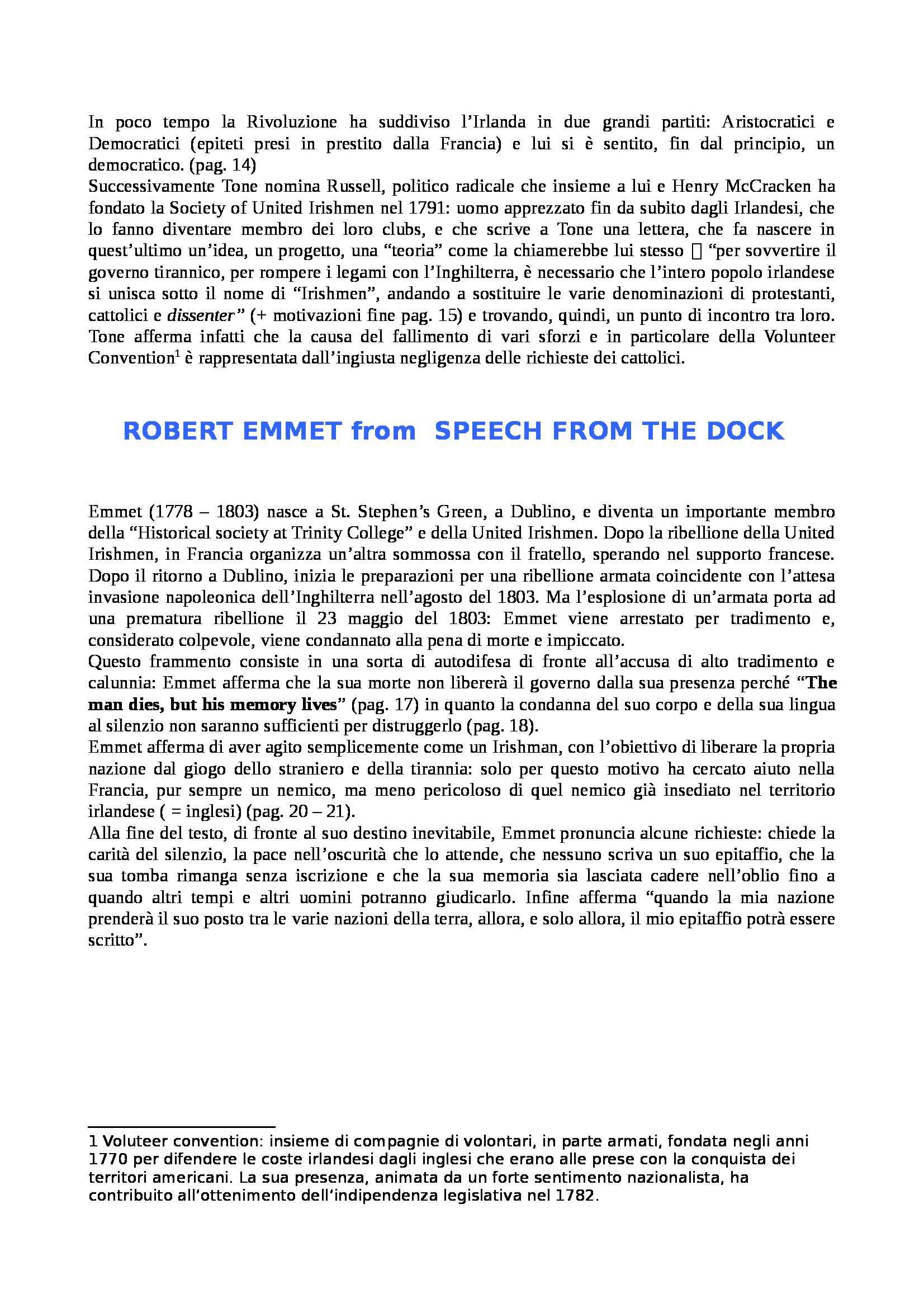 Riassunto esame Letteratura inglese, prof. Reggiani, libro consigliato An Anthology Of Irish Literature In English 1789-1939 Pag. 2