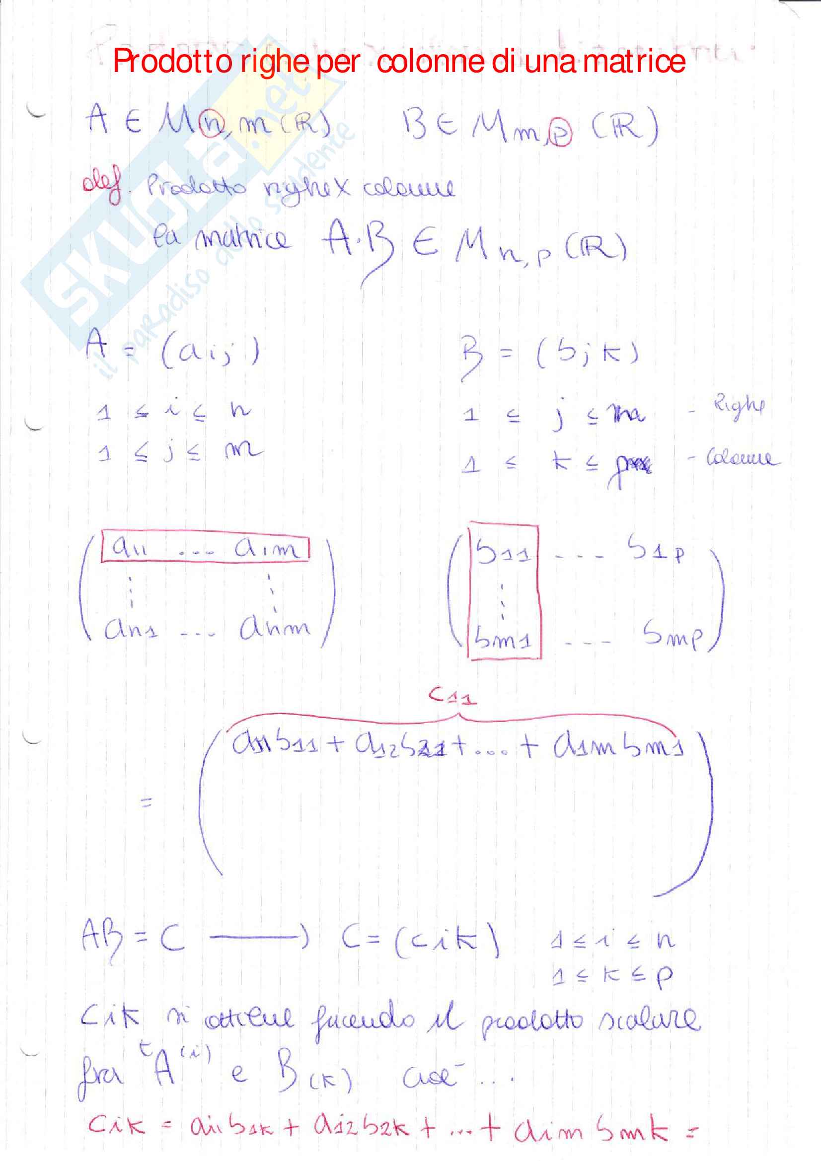 Appunti ANALISI 1, matrici, sistemi lineari, spazi vettoriali Pag. 36