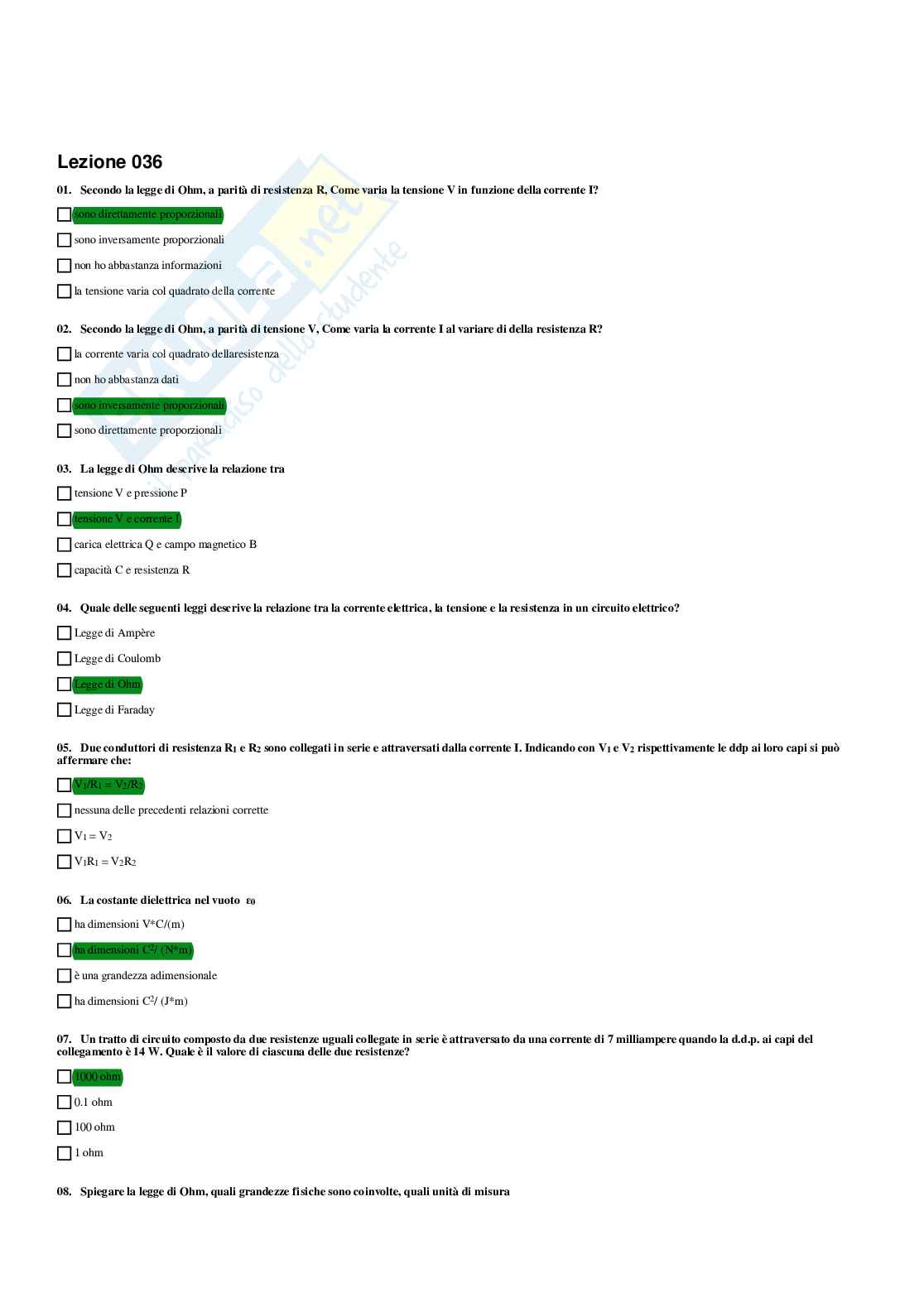 Paniere Fisica applicata - Risposte multiple - aggiornato (2026) Pag. 76
