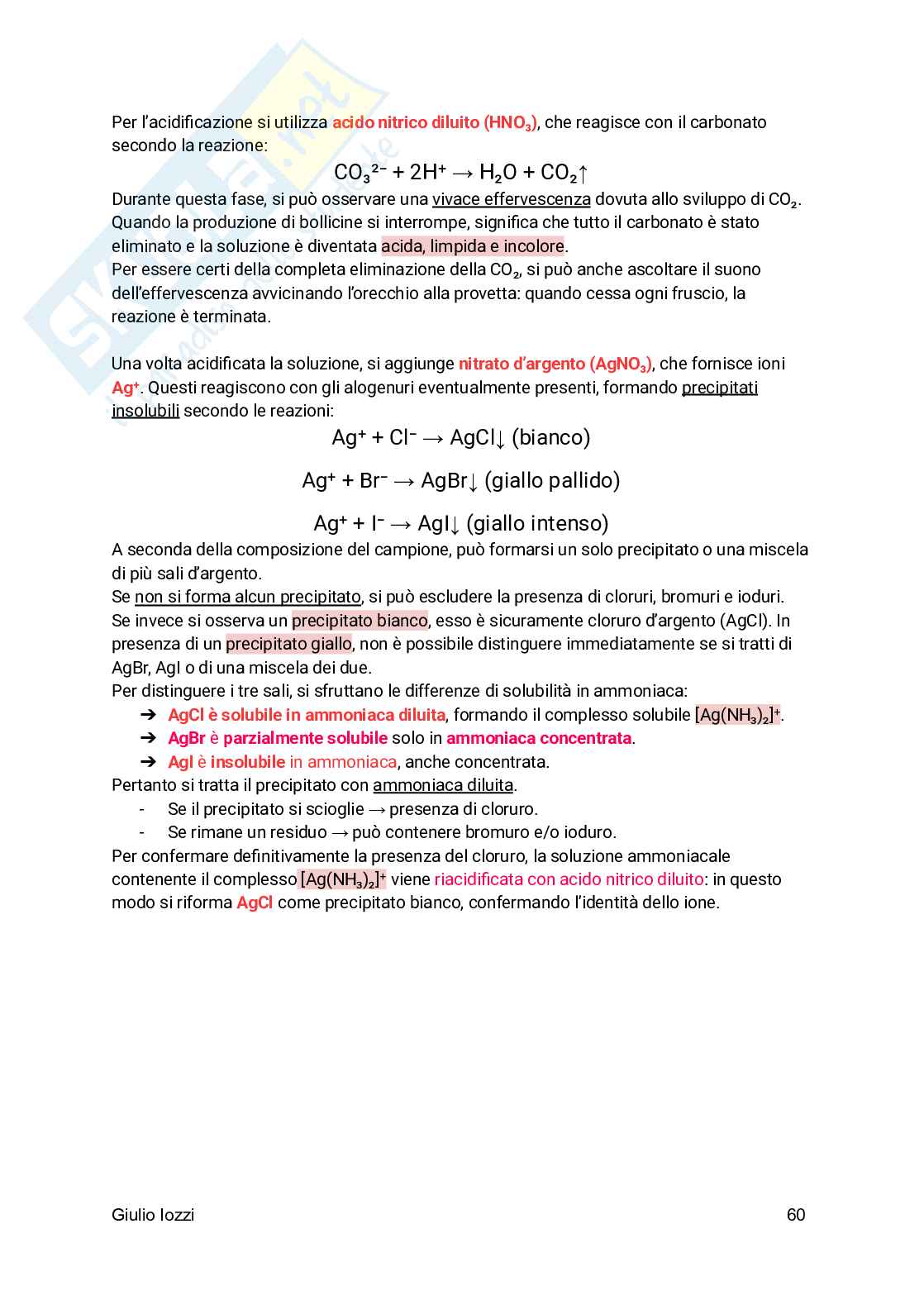 Analisi chimico-farmaceutica qualitativa  Pag. 61