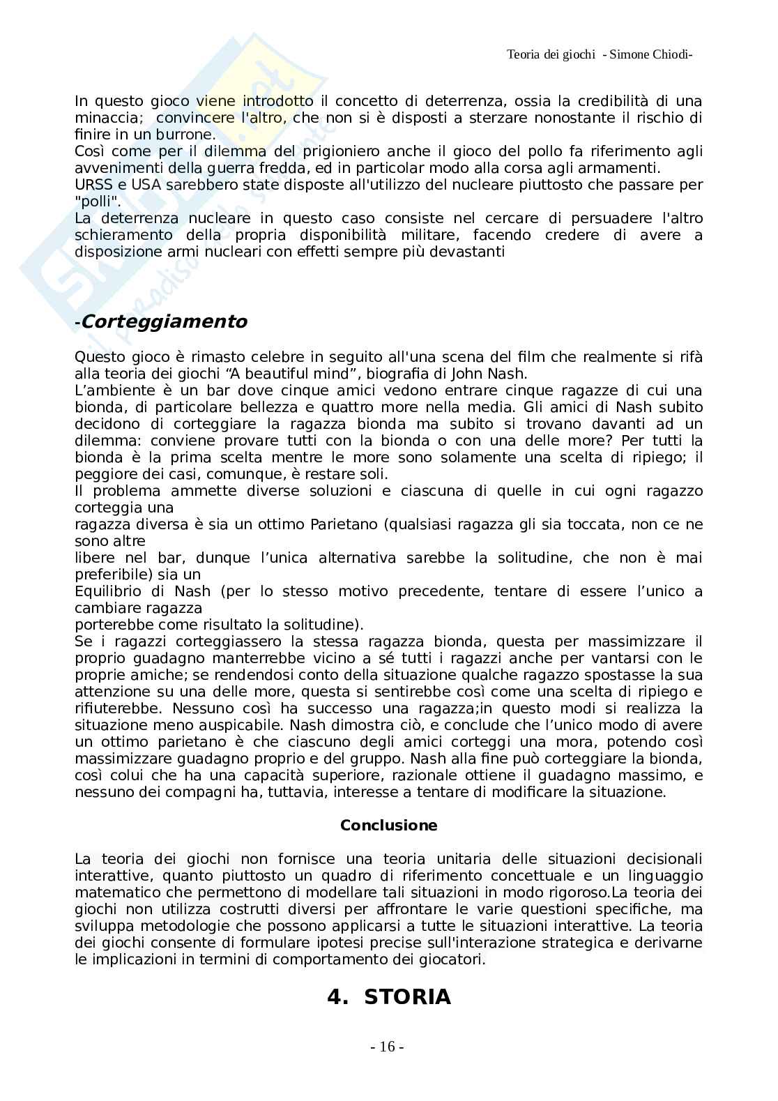 Tra gioco e realtà: teoria dei giochi tesina Pag. 16