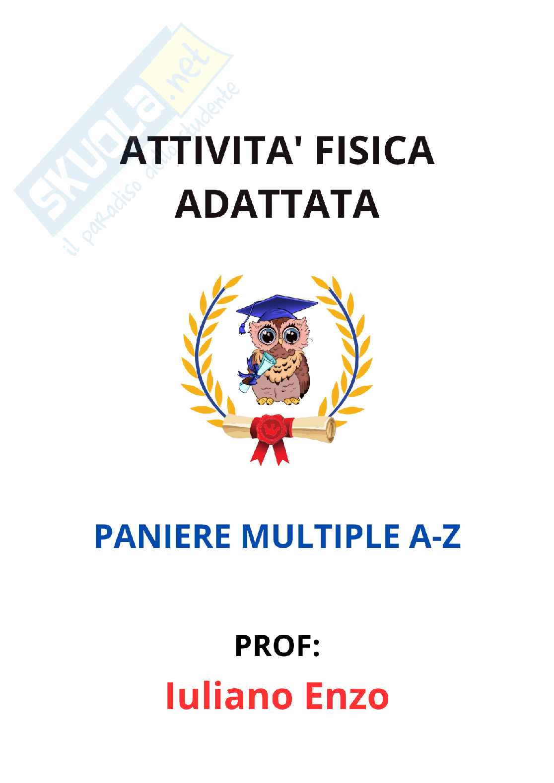 Paniere multiple in ordine A-Z di Attività fisica adattata - 2026 Pag. 1