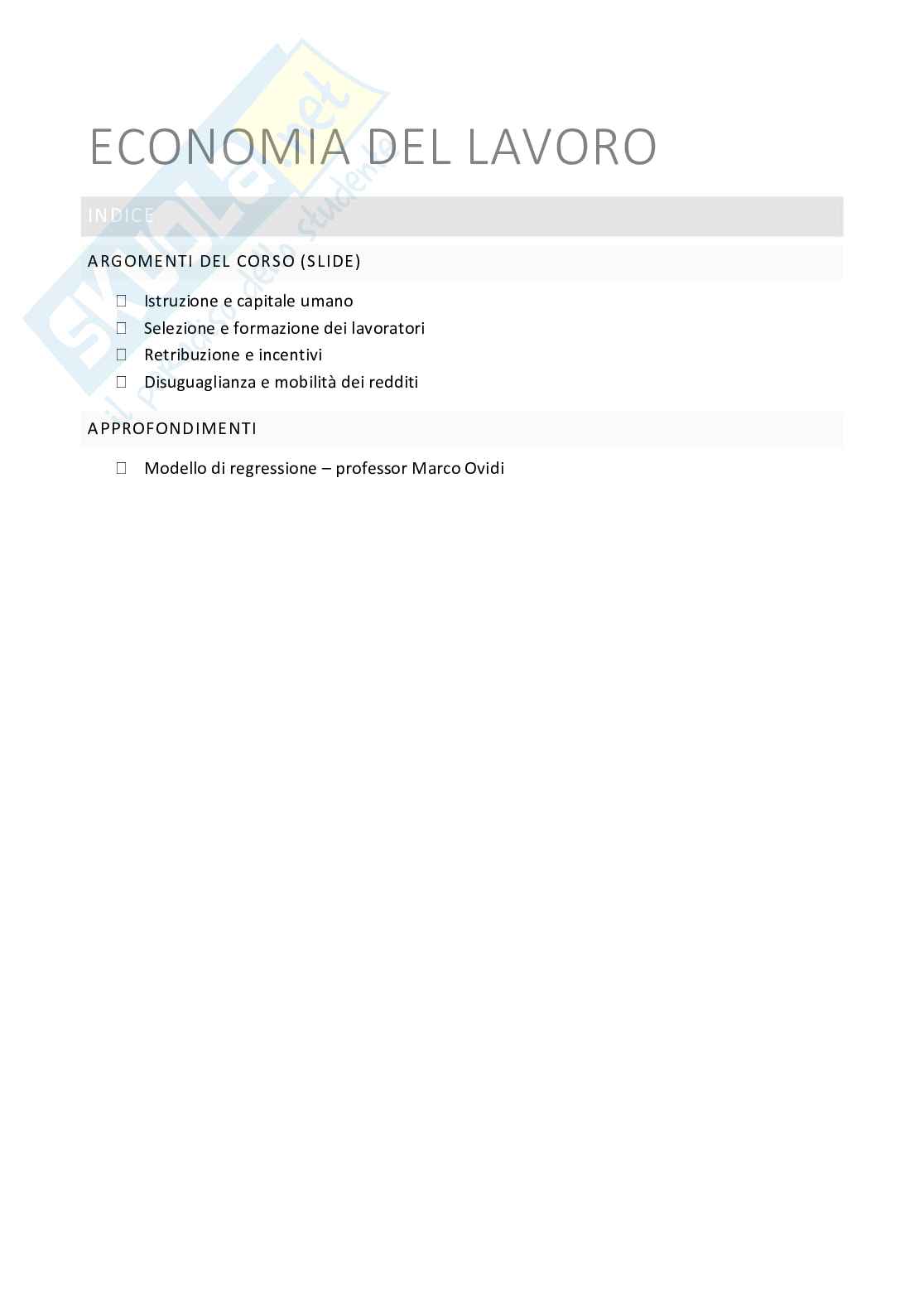 Appunti Economia del lavoro II modulo  Pag. 1