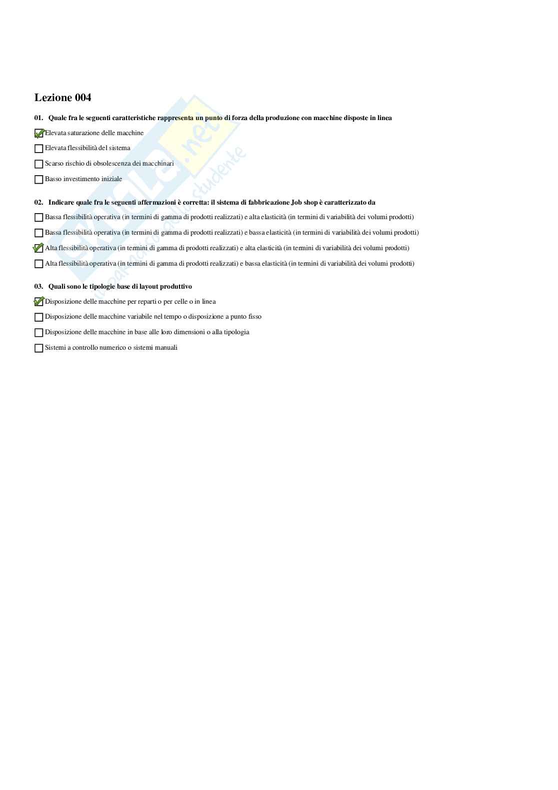 Paniere di Gestione logistica della produzione - Risposte multiple Pag. 6
