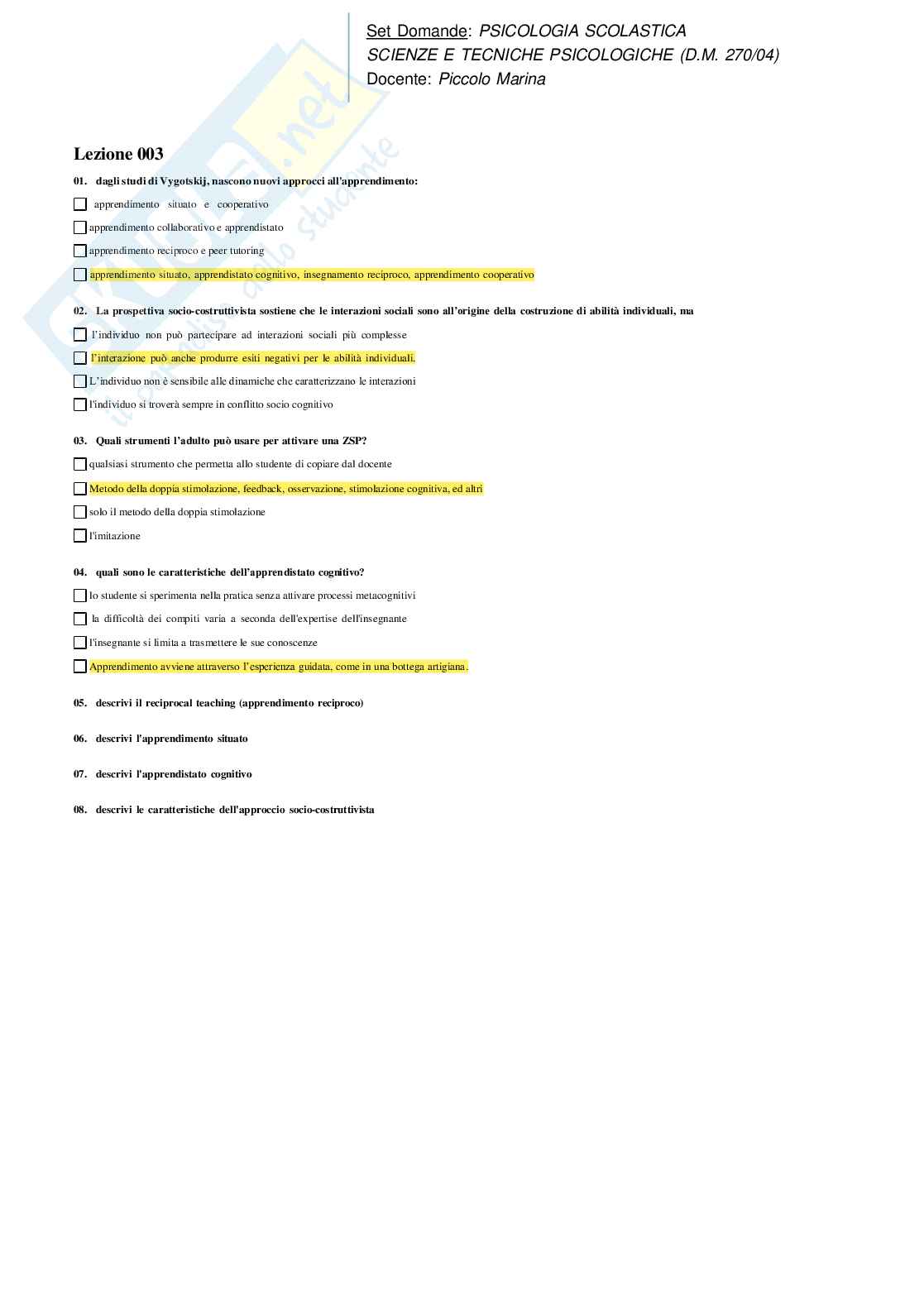 Psicologia scolastica Pag. 6