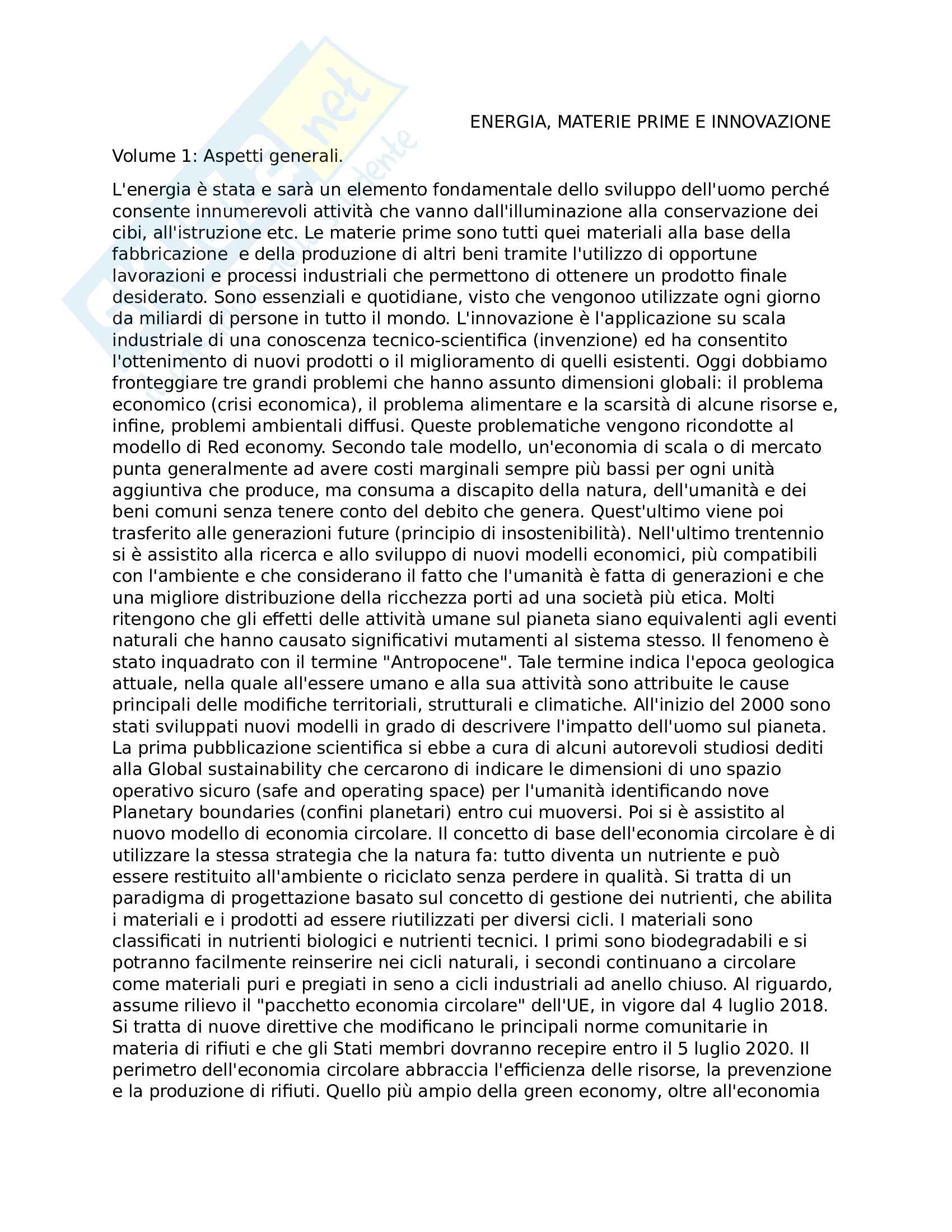 Energia, materie prime e innovazione Pag. 1