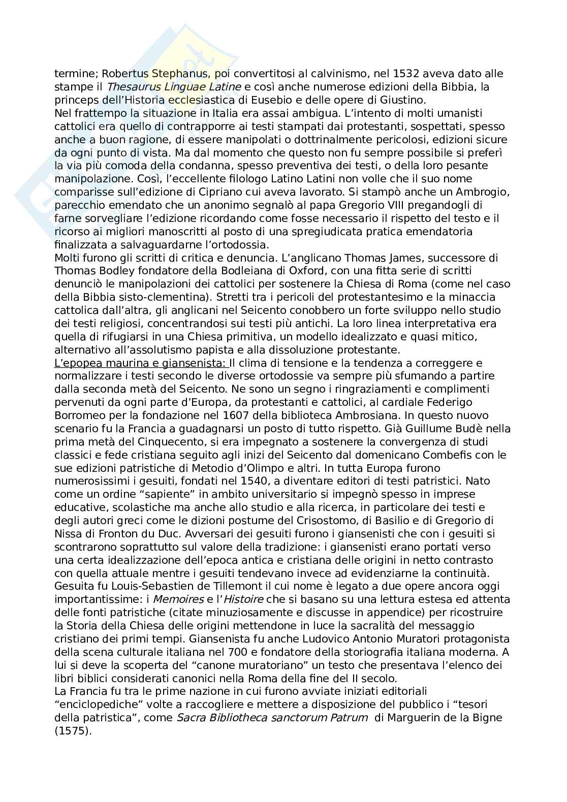Riassunto esame Filologia patristica, Prof. Capone Alessandro, libro consigliato Bibliotheca divina. Filologia e storia dei testi cristiani, Giovanni Maria Vian Pag. 26