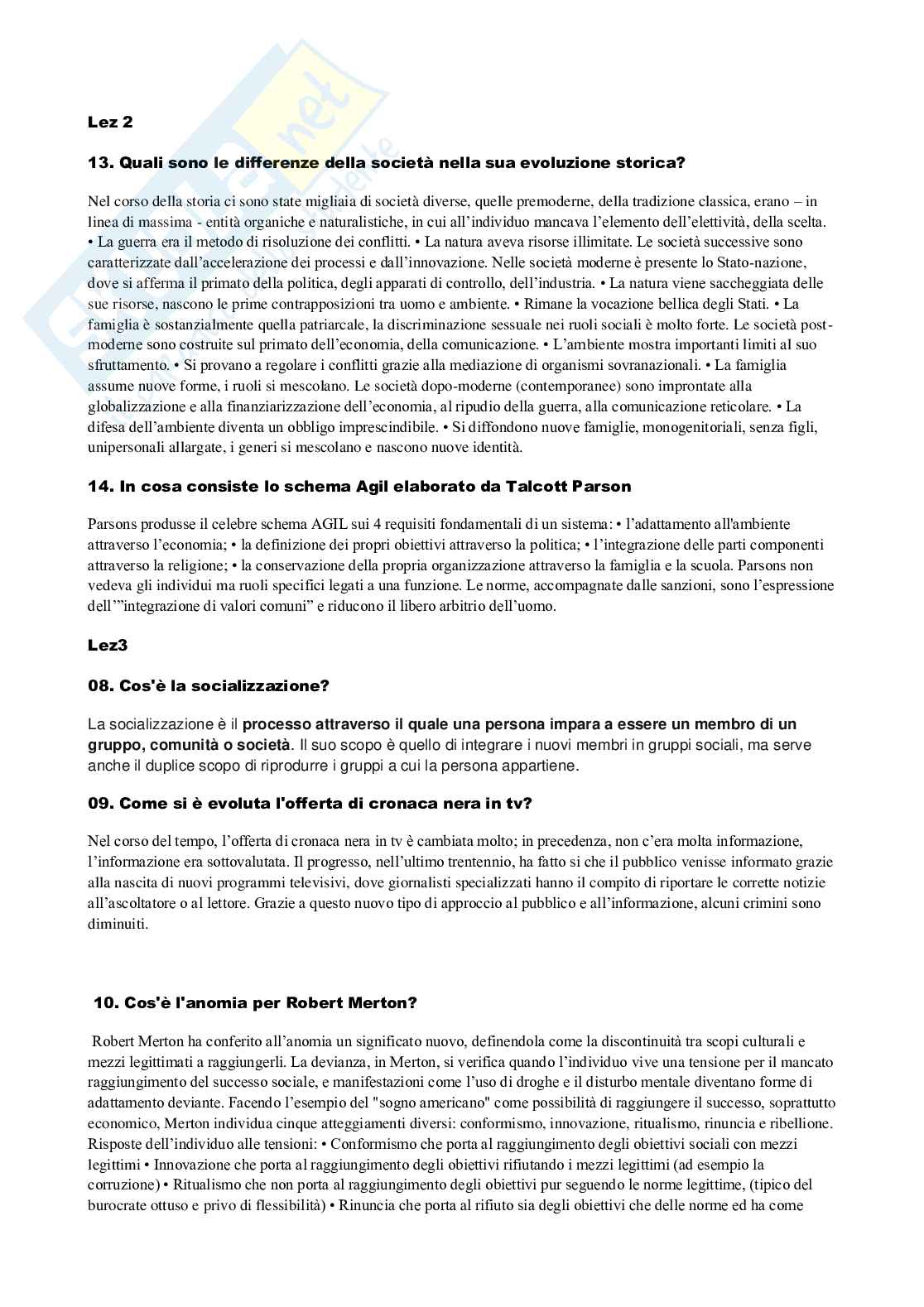 Paniere risposte aperte Sociologia, crimine e devianza Pag. 1