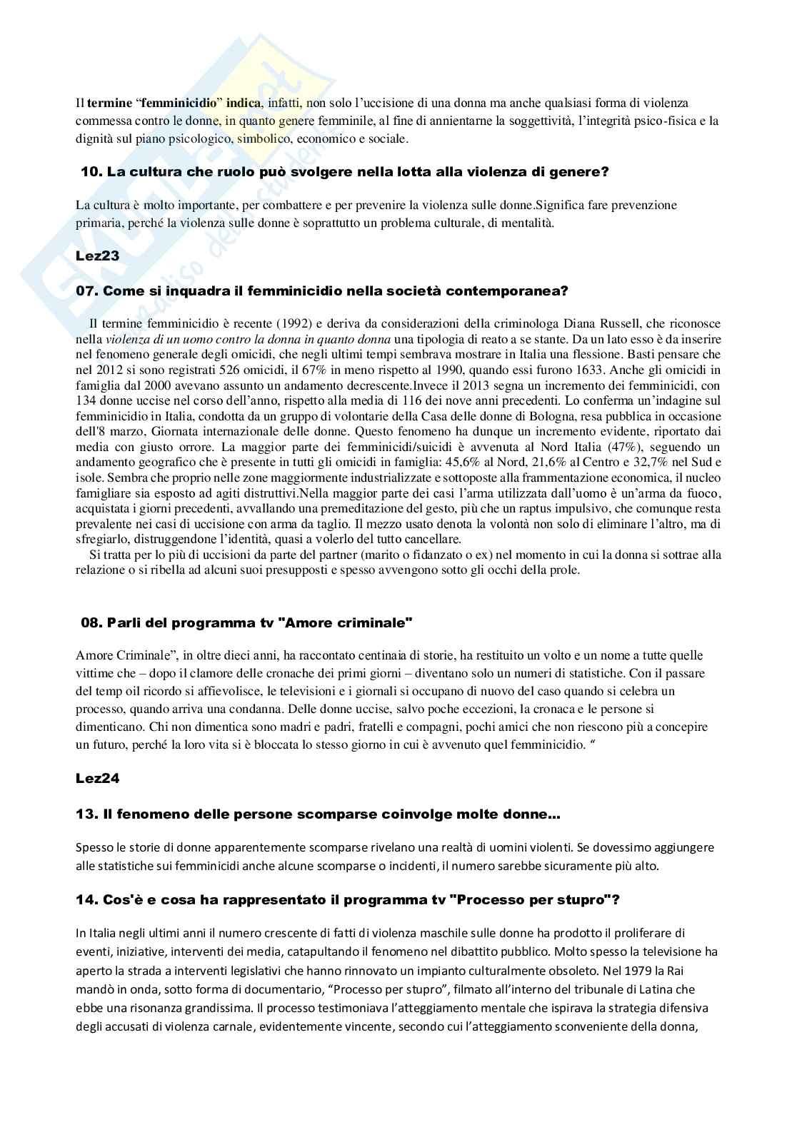 Paniere risposte aperte Sociologia, crimine e devianza Pag. 11