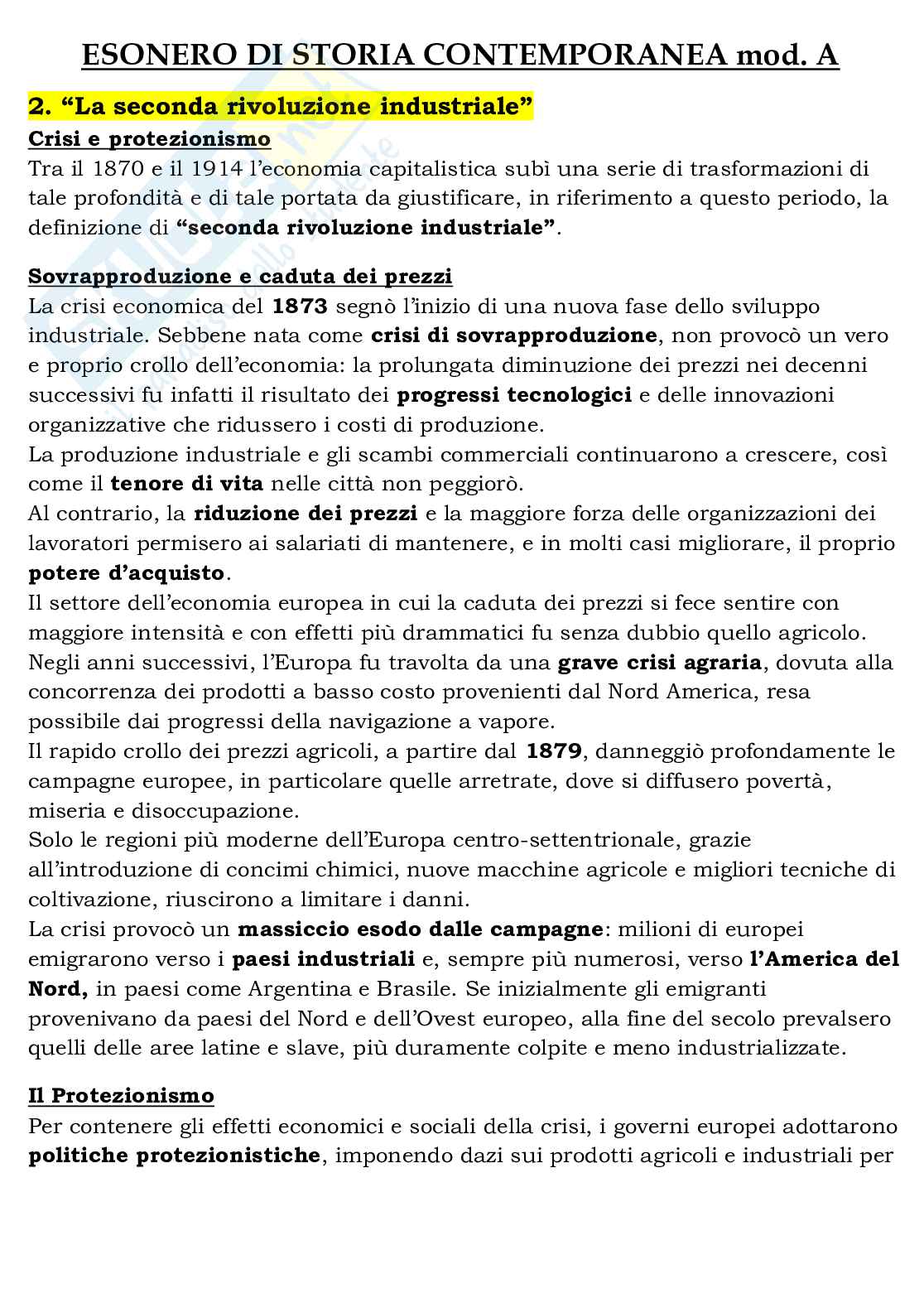 Esonero Storia contemporanea Pag. 1