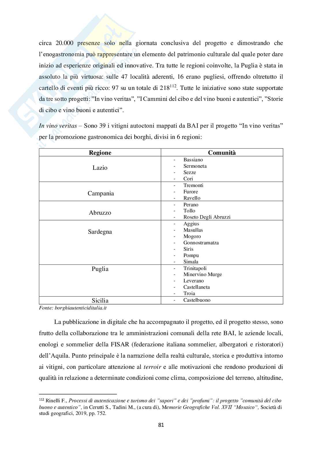 Enogastronomia ed esperienza turistica nelle comunità ospitali Pag. 81