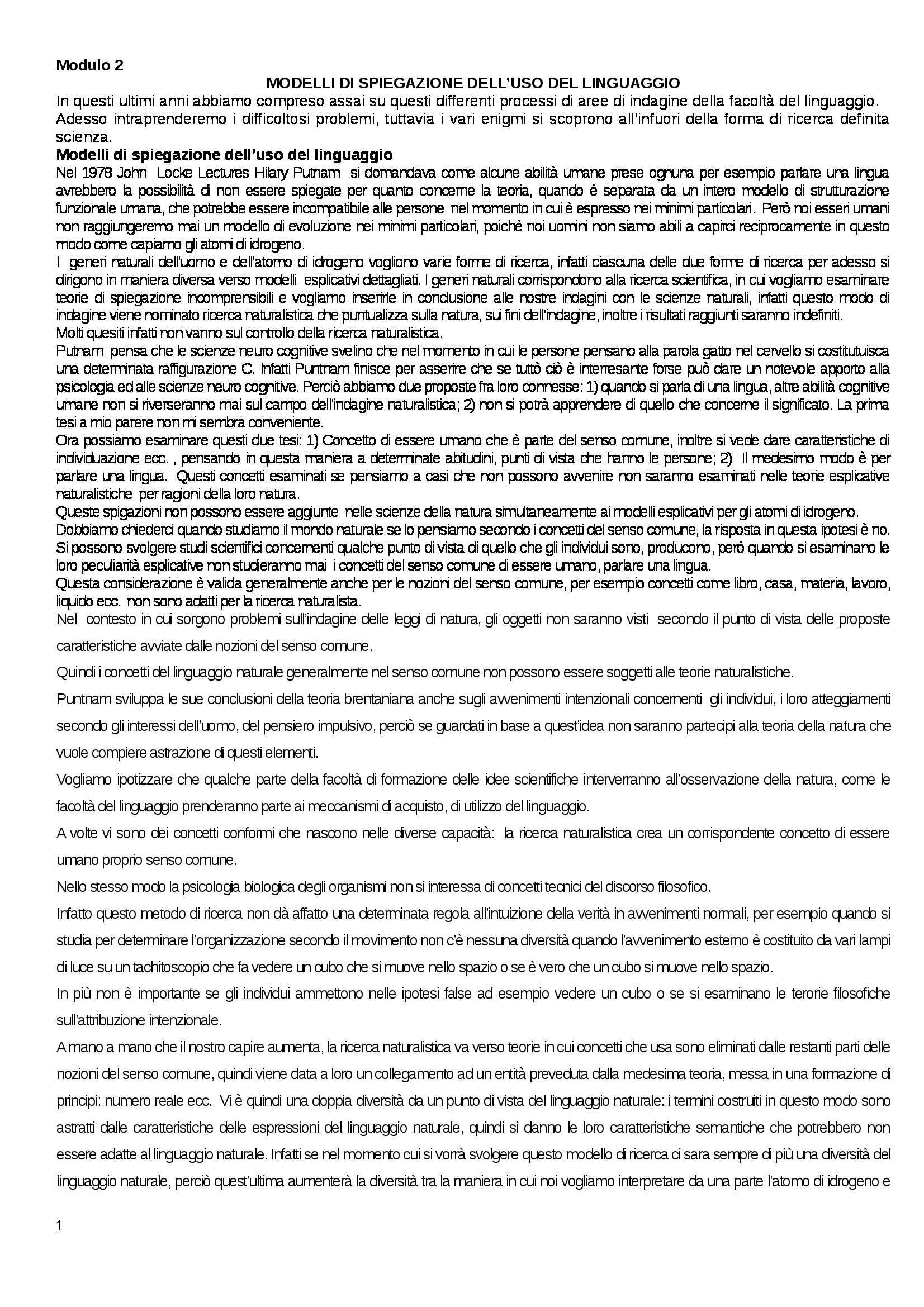 Linguistica - modelli di spiegazione dell'uso del linguaggio Pag. 1