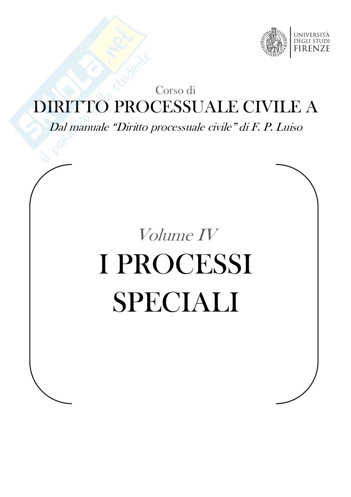 Diritto processuale civile, libro consigliato manuale IV, Luiso  Pag. 1
