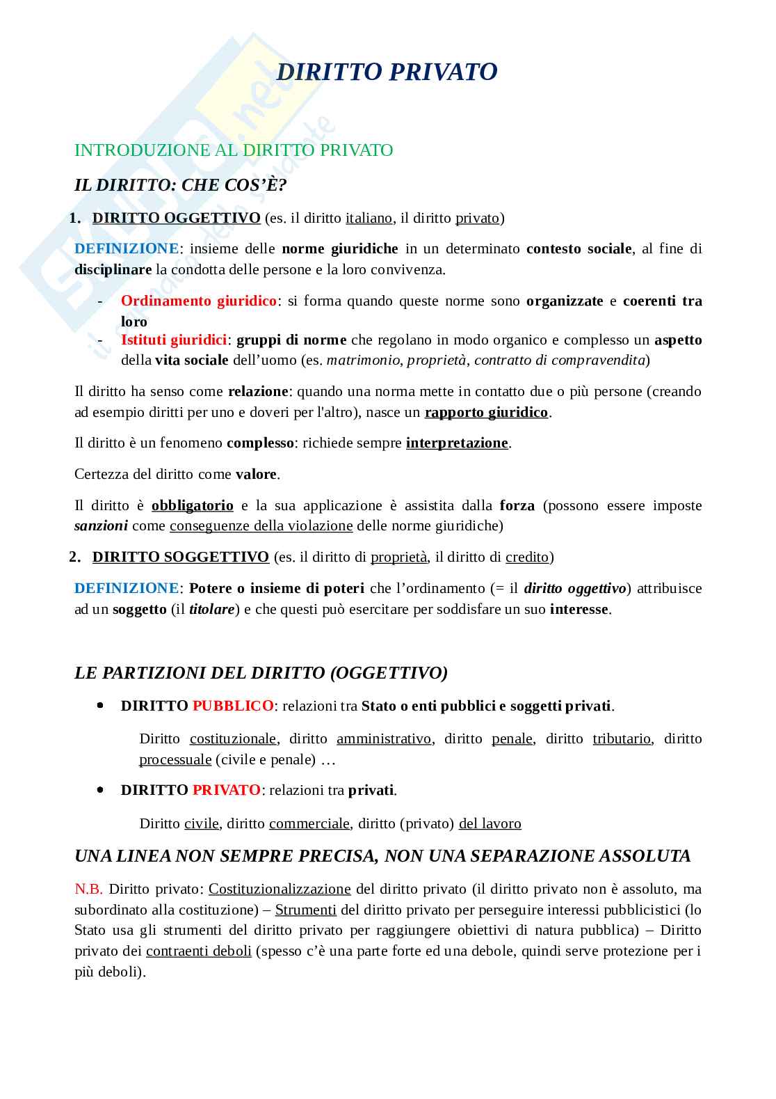 Appunti completi Diritto privato   Pag. 1