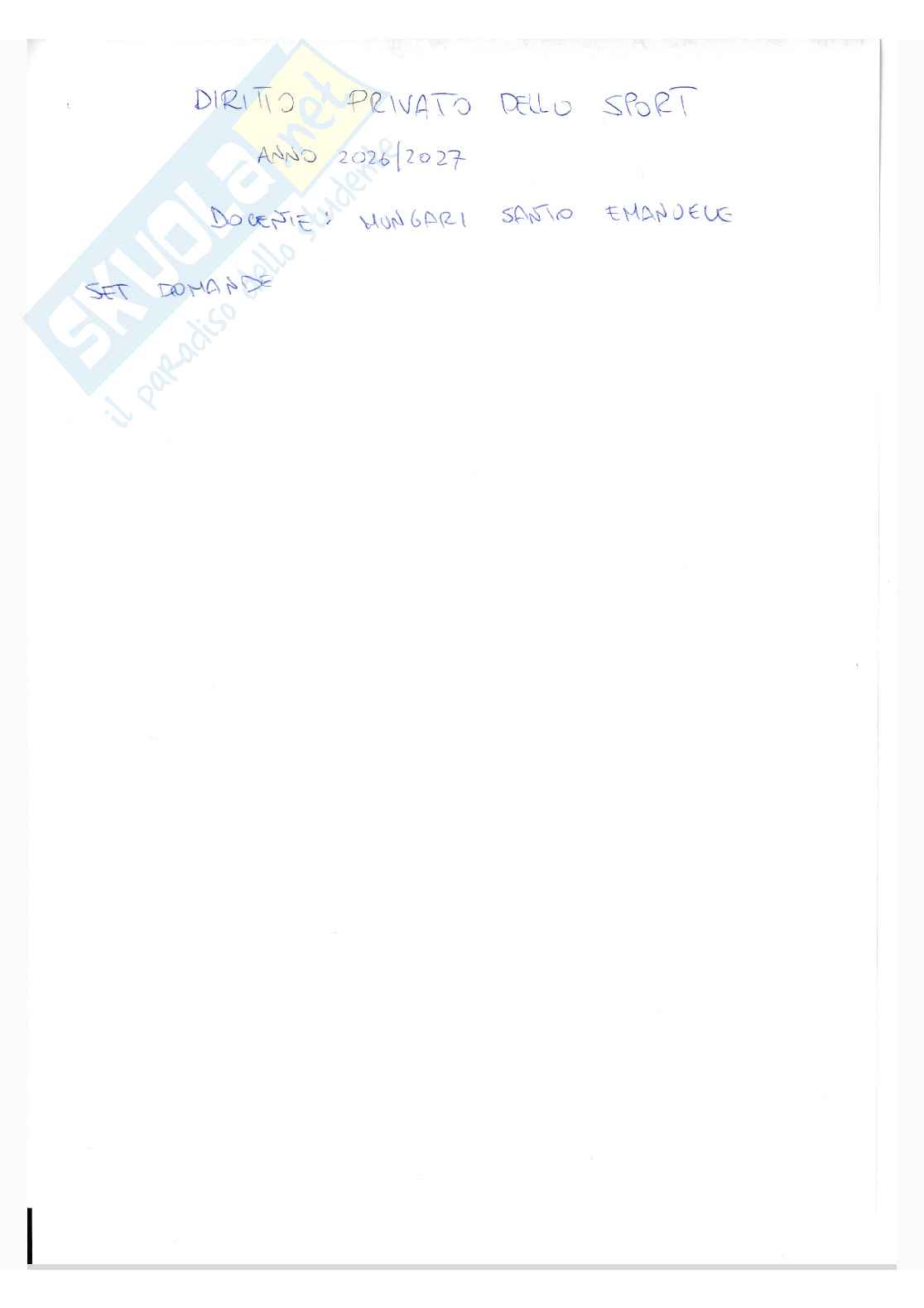 Paniere di diritto privato e dello sport  Pag. 1