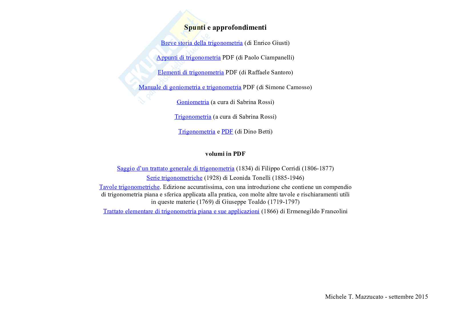 Appunti di trigonometria Pag. 11