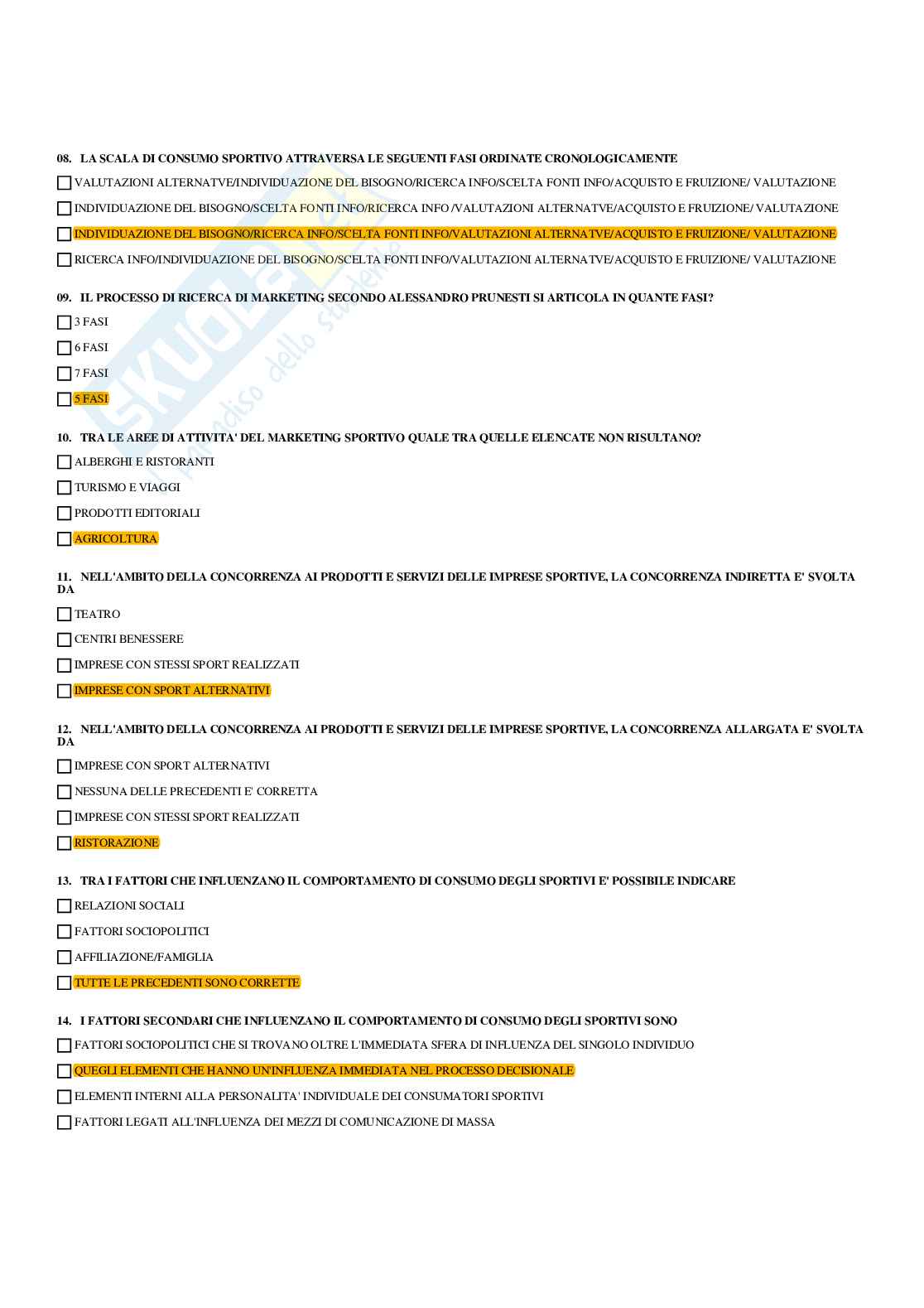 Paniere Gestione e marketing delle imprese sportive (2026) - Risposte multiple corrette Pag. 16