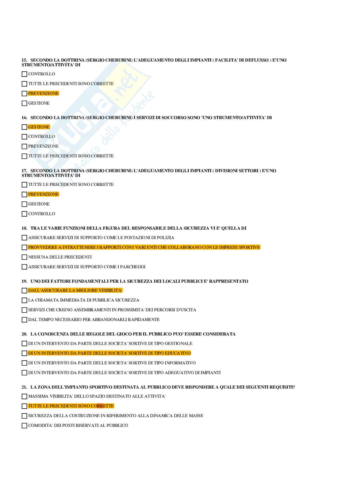 Paniere Gestione e marketing delle imprese sportive (2026) - Risposte multiple corrette Pag. 21