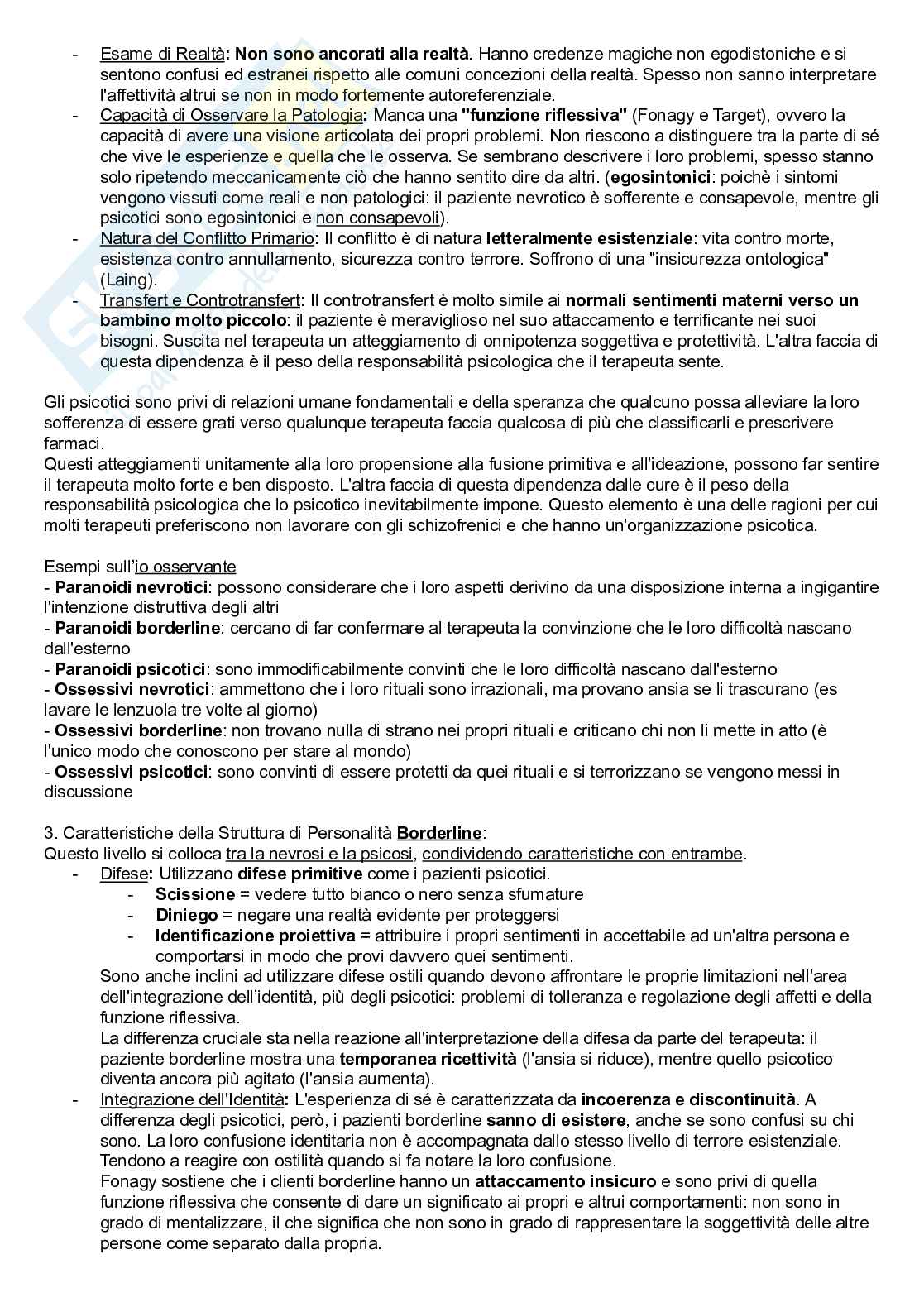 Riassunto esame Psicologia dinamica, Prof. Terrone Grazia, libro consigliato La Diagnosi psicoanalitica, McWilliams Pag. 11