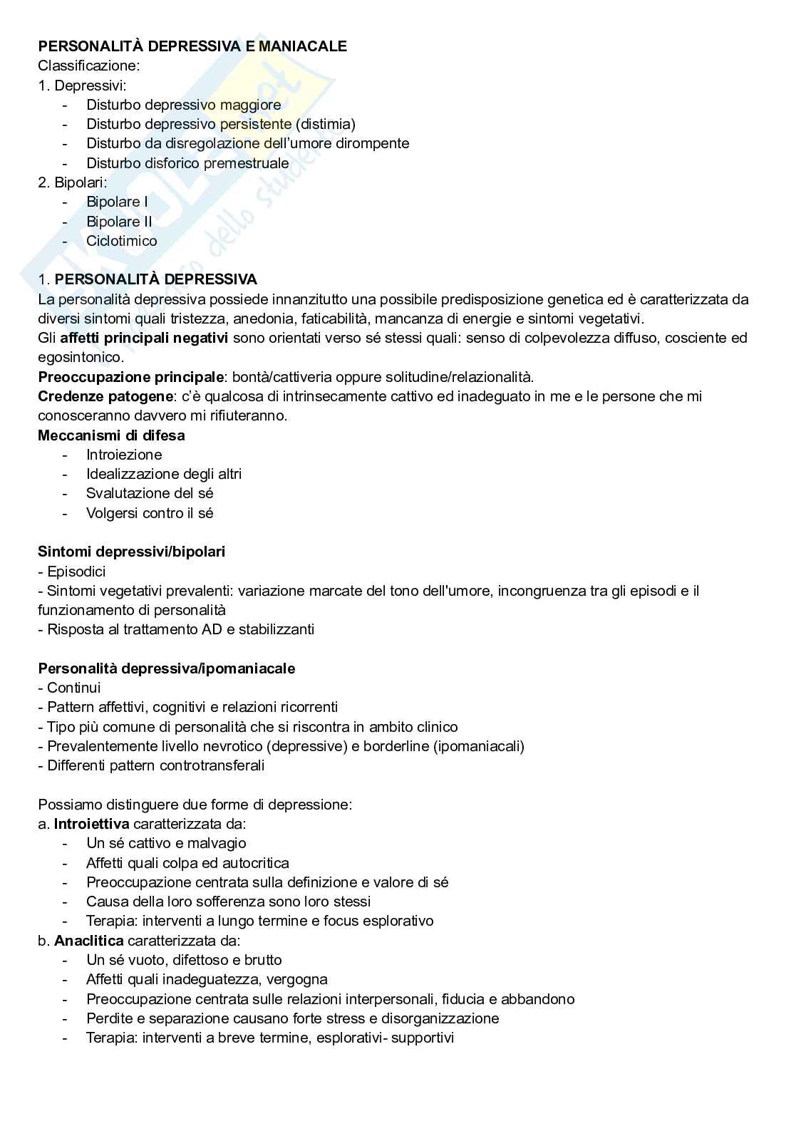 Riassunto esame Psicologia dinamica, Prof. Terrone Grazia, libro consigliato La Diagnosi psicoanalitica, McWilliams Pag. 41