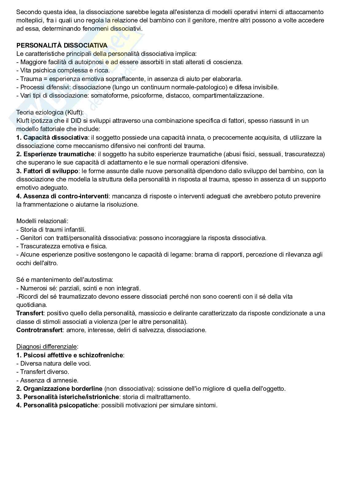 Riassunto esame Psicologia dinamica, Prof. Terrone Grazia, libro consigliato La Diagnosi psicoanalitica, McWilliams Pag. 61