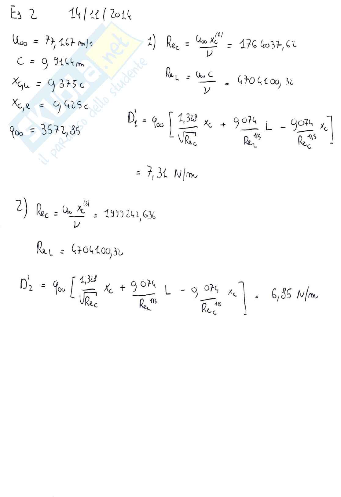 Esercizi d'esame Aerodinamica e gestione termica del veicolo Pag. 2