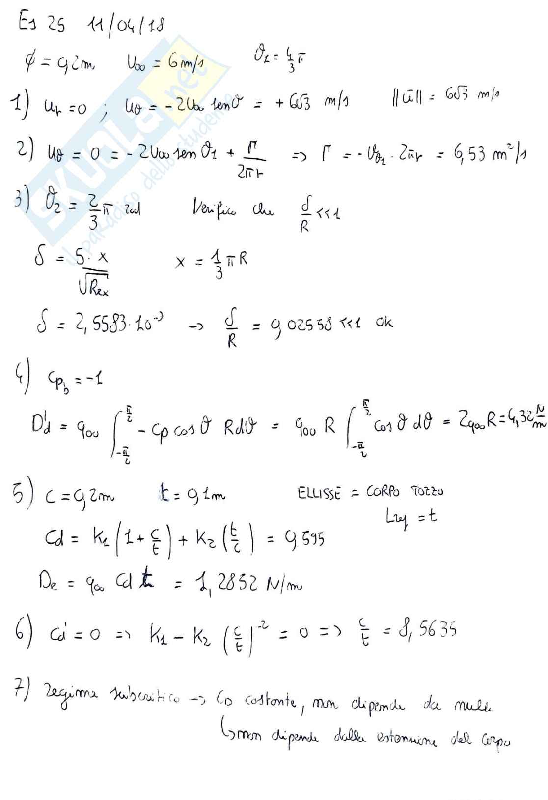 Esercizi d'esame Aerodinamica e gestione termica del veicolo Pag. 41