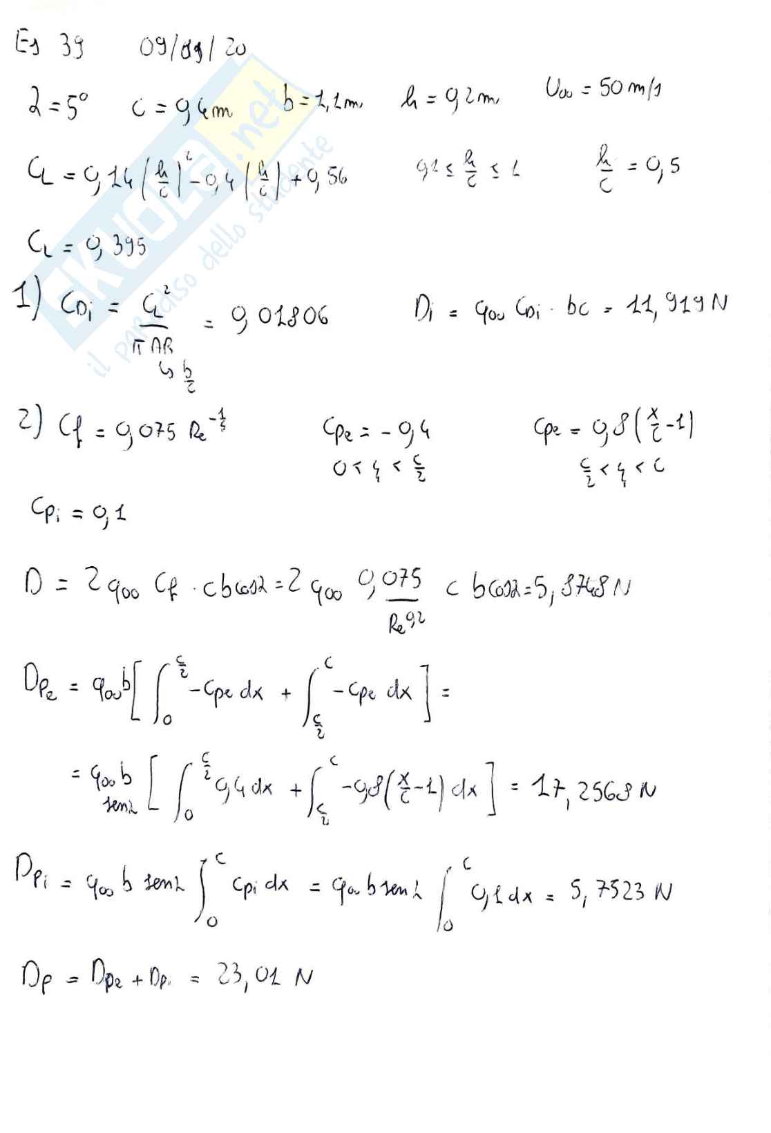Esercizi d'esame Aerodinamica e gestione termica del veicolo Pag. 61