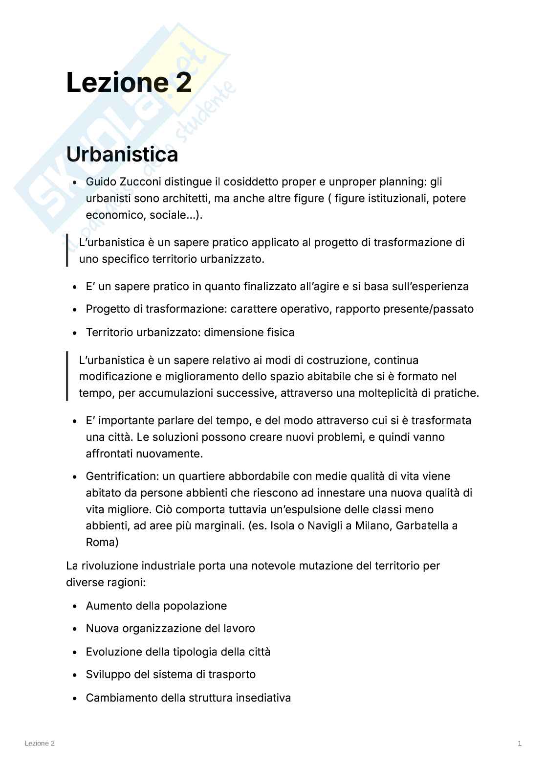 Riassunto esame Laboratorio di urbanistica - strumenti e programmi per la trasformazione urbana, Prof. Bruzzese Maria Antonella, libro consigliato Questioni di architettura e urbanistica, De Carlo Pag. 1