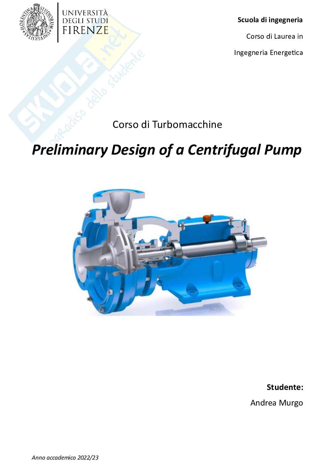 Dimensionamento pompa centrifuga Pag. 1