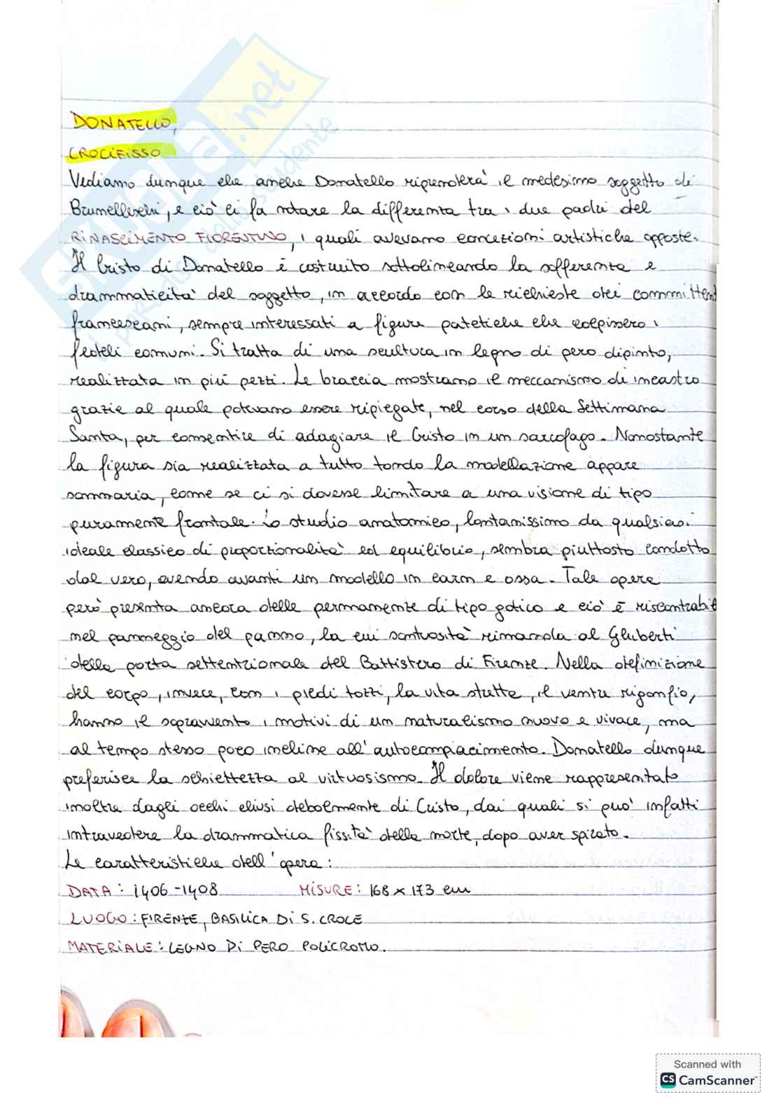 Appunti su Donatello e Masaccio: opere, tecniche e stili Pag. 1