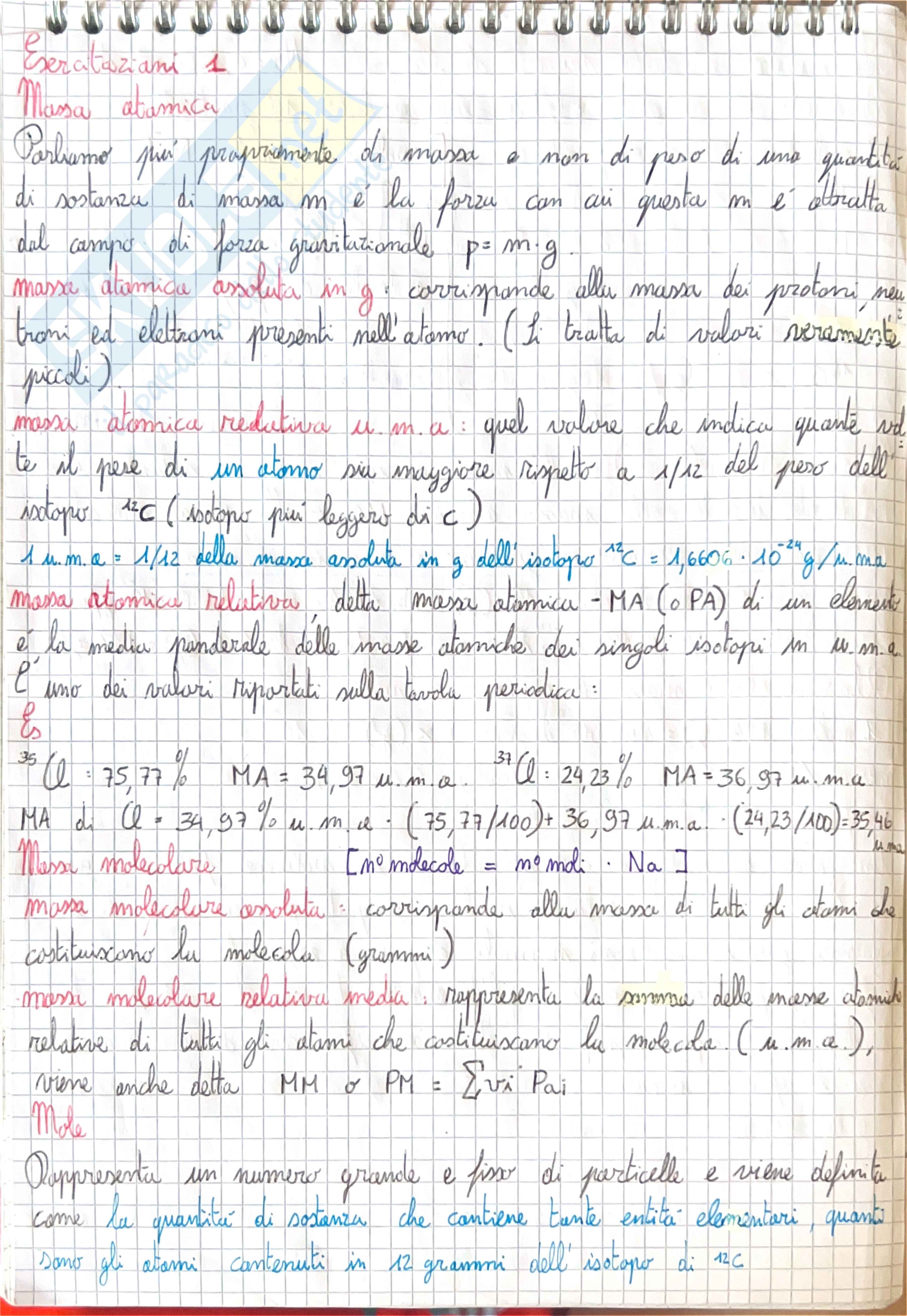 Appunti primo esonero di Chimica - Parte 1 Pag. 1