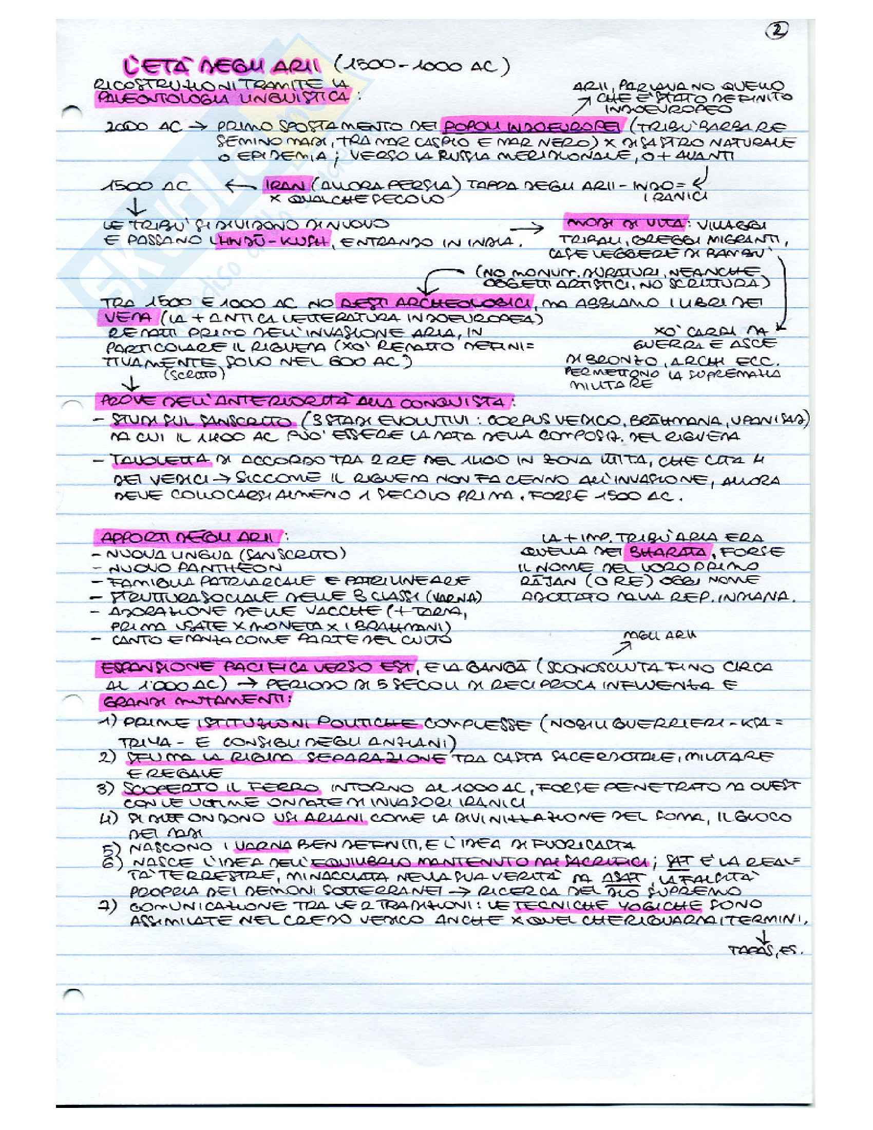 Riassunto esame Indologia, prof. Marchignoli, libro consigliato Storia dell'India, Wolpert Pag. 2