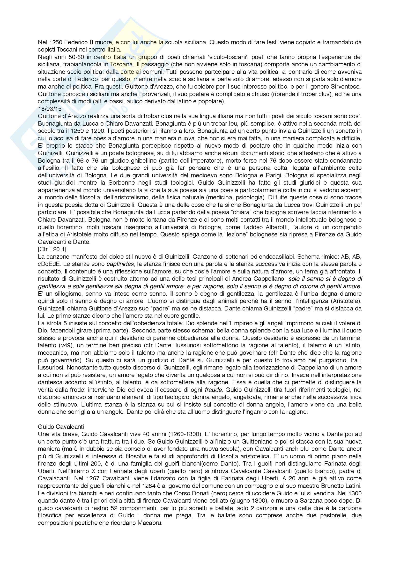 Appunti di letterature comparate (Concetto di amore, Platone, Aristotele, Agostino, trovatori, Dante, Pound, Elliot, Yates) Pag. 26