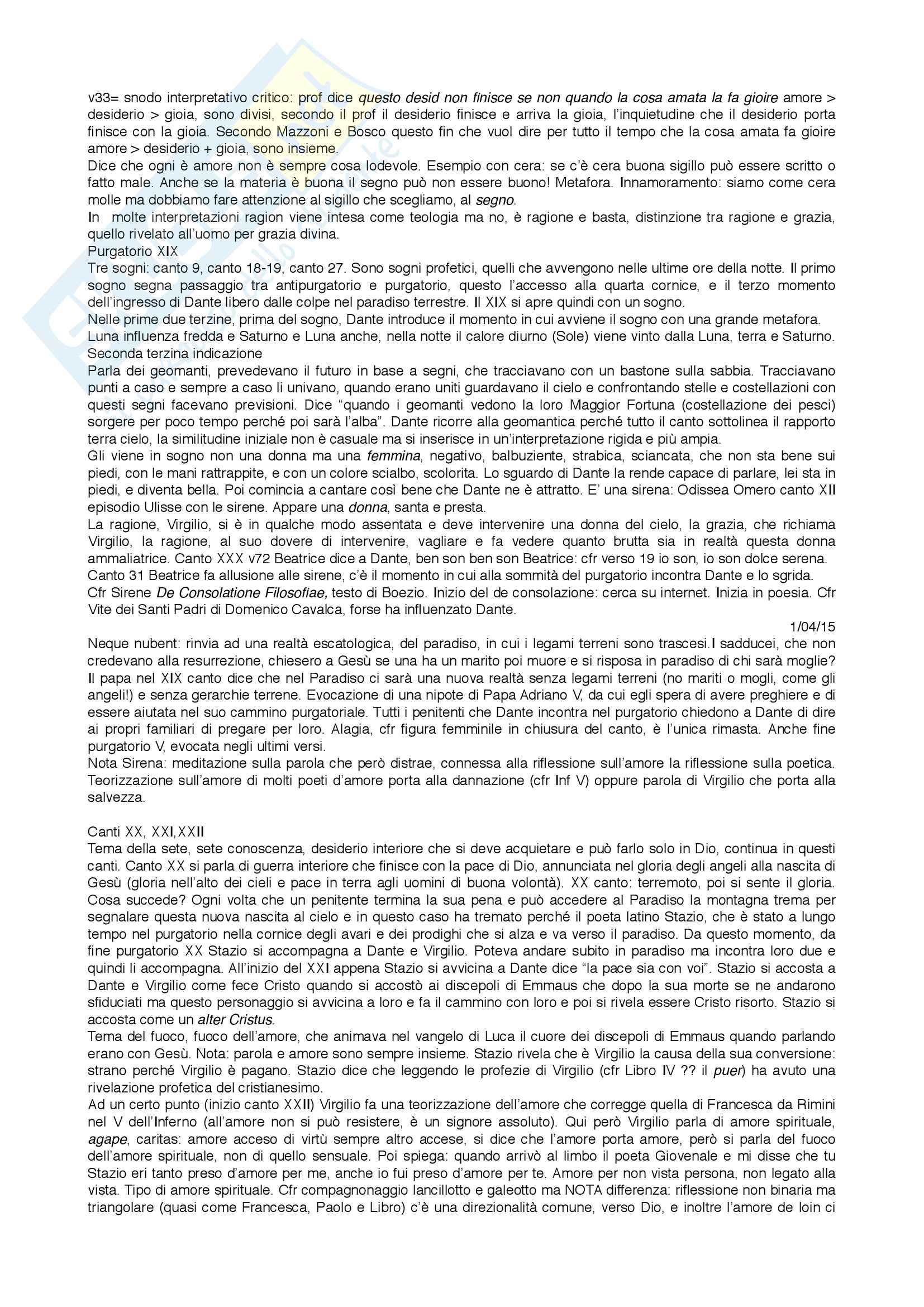 Appunti di letterature comparate (Concetto di amore, Platone, Aristotele, Agostino, trovatori, Dante, Pound, Elliot, Yates) Pag. 31