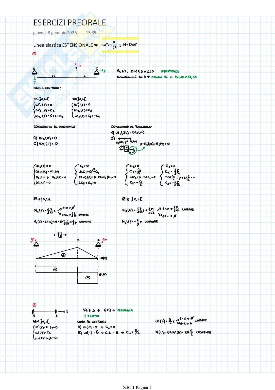 Esercizi preorale di Scienza delle costruzioni Pag. 1