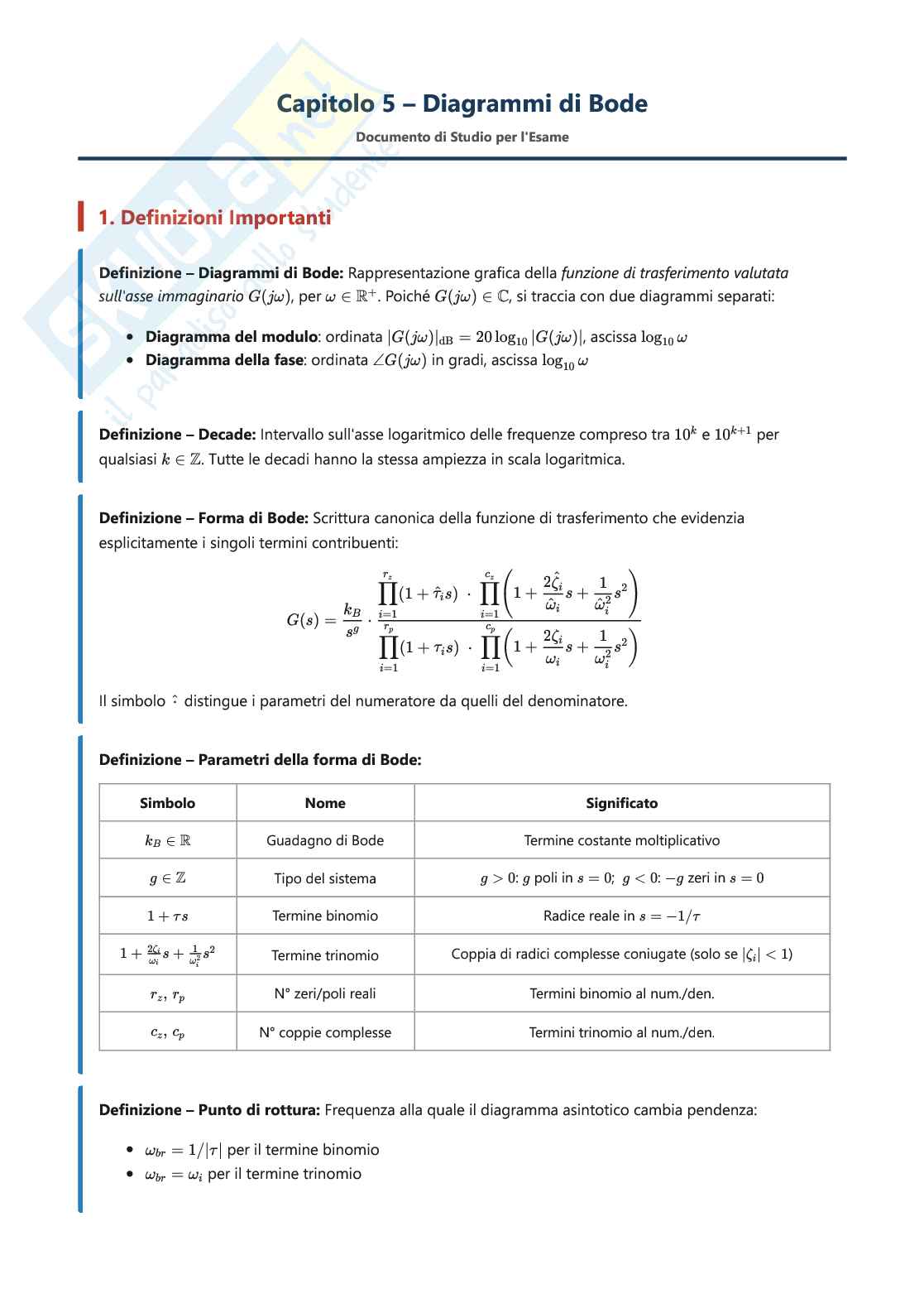 Diagrammi di Bode Pag. 1