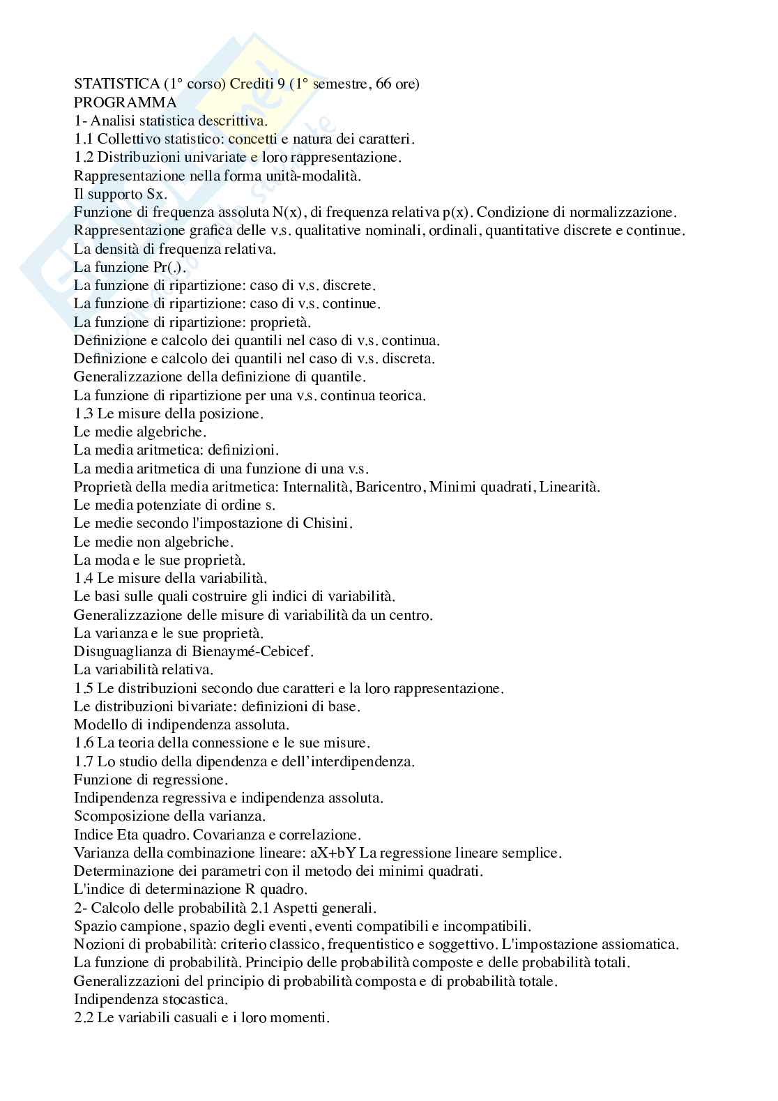 Statistica - 1°corso Pag. 2