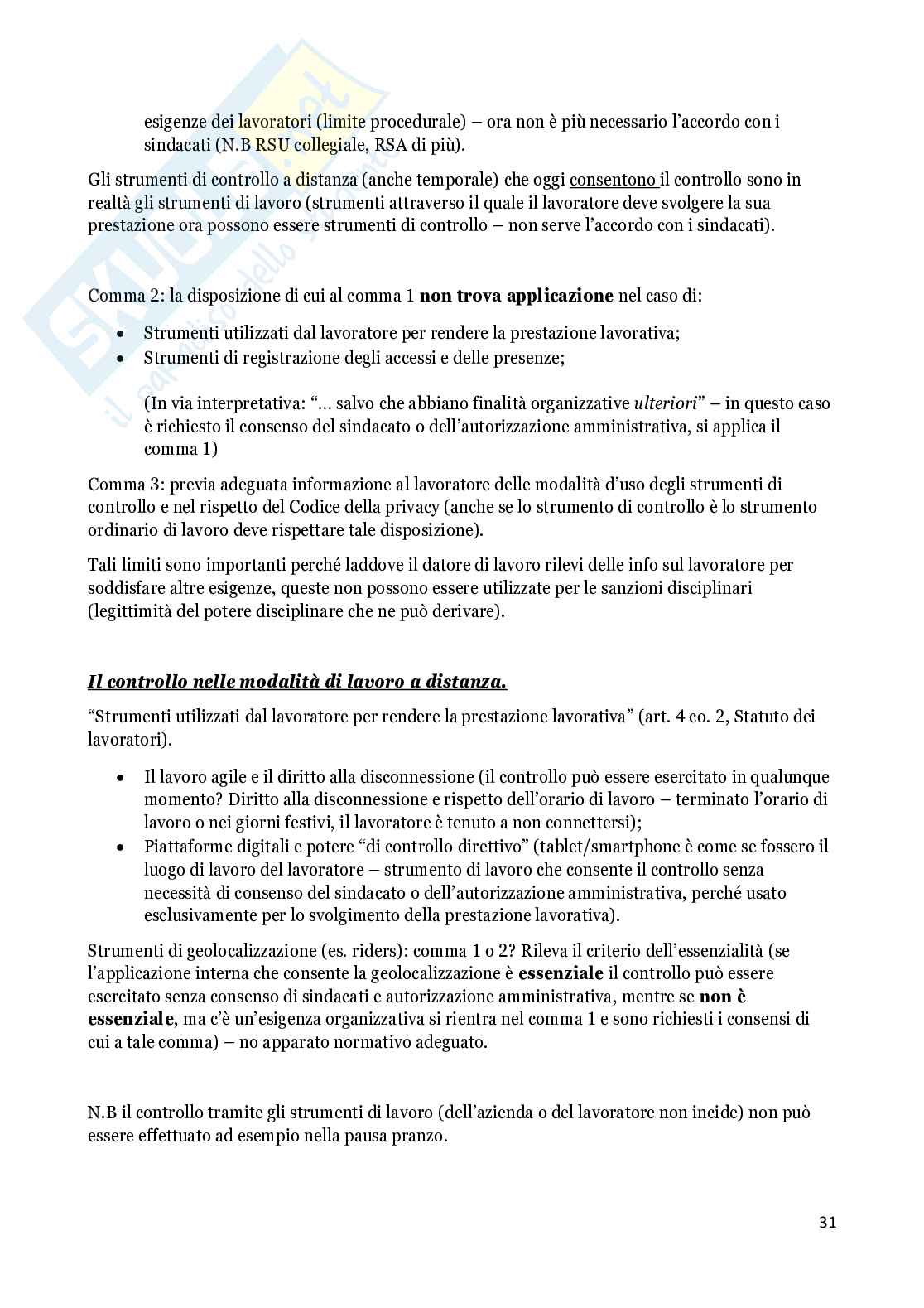 Riassunto esame Diritto del lavoro, Prof. Faleri Claudia, libro consigliato Diritto del lavoro, Riccardo del Punta Pag. 31