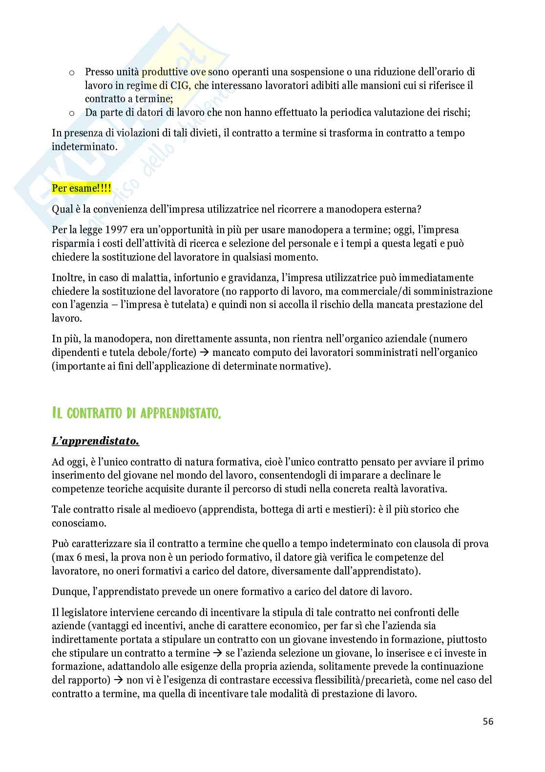 Riassunto esame Diritto del lavoro, Prof. Faleri Claudia, libro consigliato Diritto del lavoro, Riccardo del Punta Pag. 56