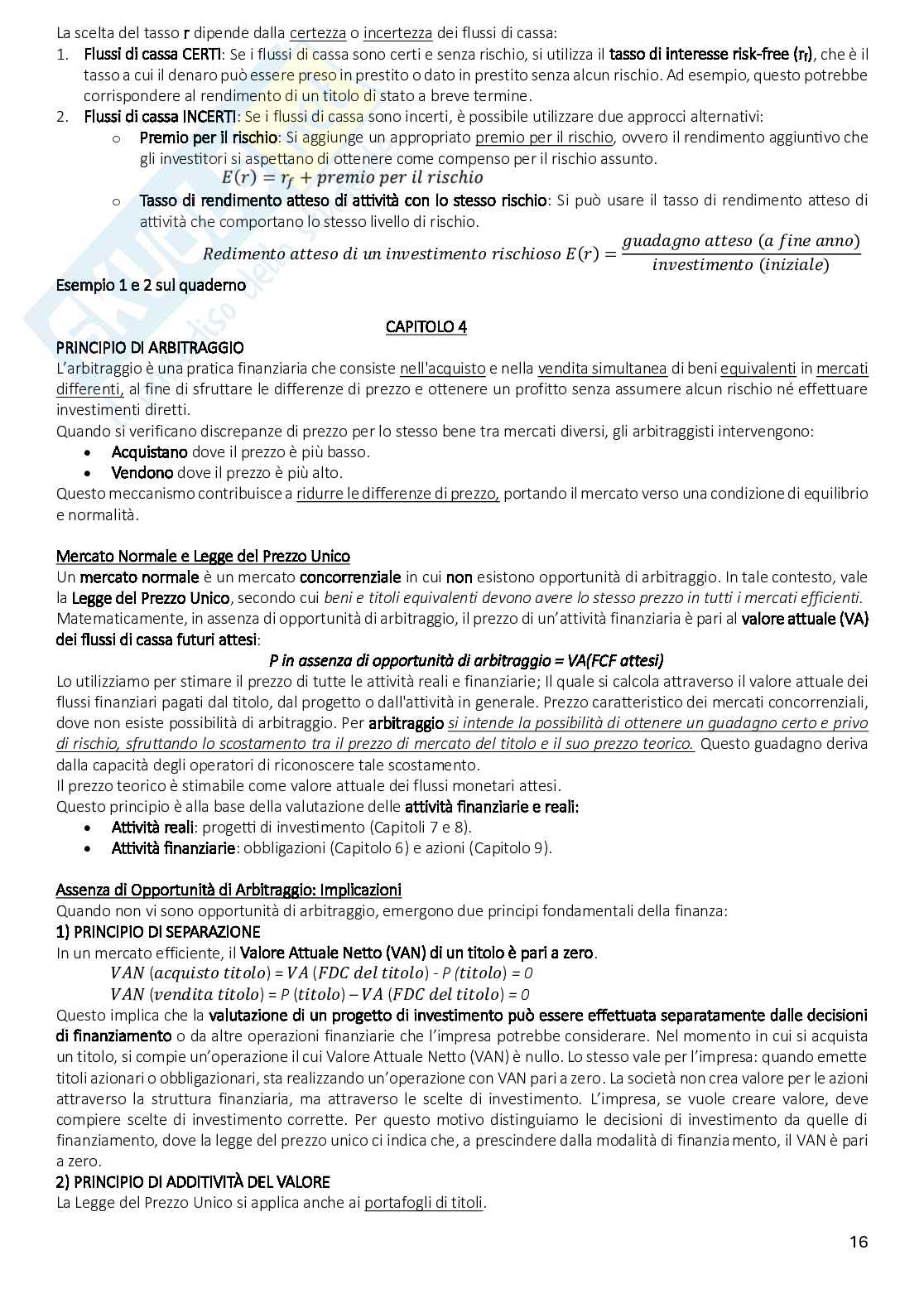 Riassunto esame Teoria della finanza e finanza aziendale, Prof. Sapienza Elena, libro consigliato Finanza aziendale, Berk  Pag. 16