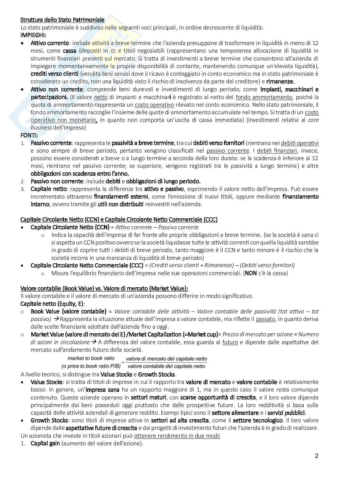 Riassunto esame Teoria della finanza e finanza aziendale, Prof. Sapienza Elena, libro consigliato Finanza aziendale, Berk  Pag. 2