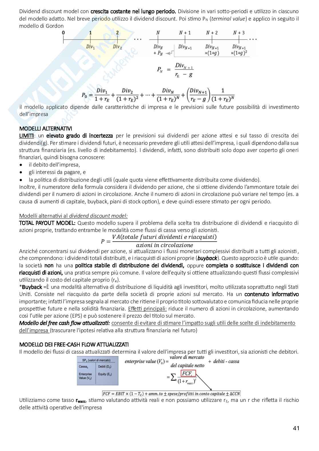 Riassunto esame Teoria della finanza e finanza aziendale, Prof. Sapienza Elena, libro consigliato Finanza aziendale, Berk  Pag. 41