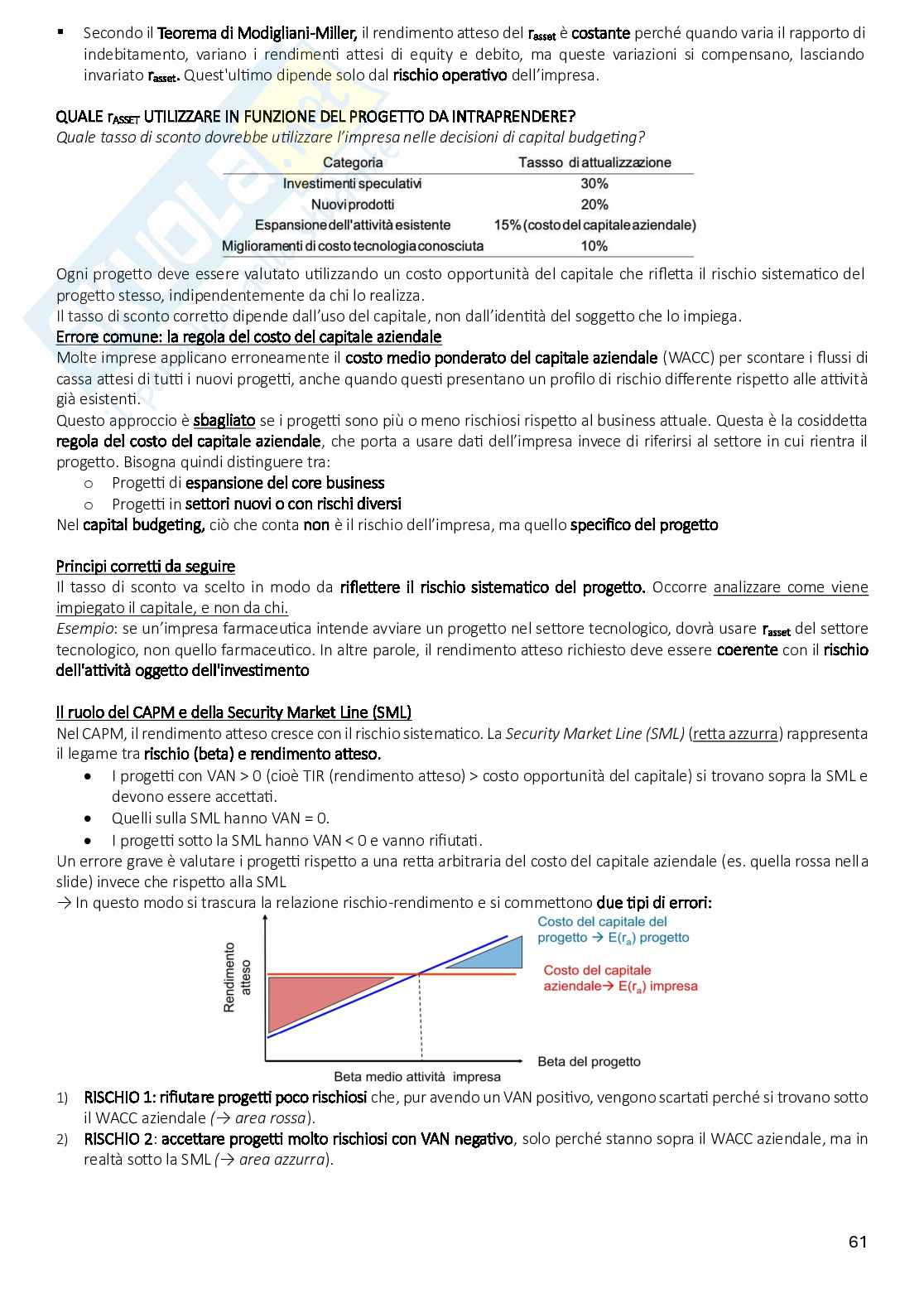 Riassunto esame Teoria della finanza e finanza aziendale, Prof. Sapienza Elena, libro consigliato Finanza aziendale, Berk  Pag. 61