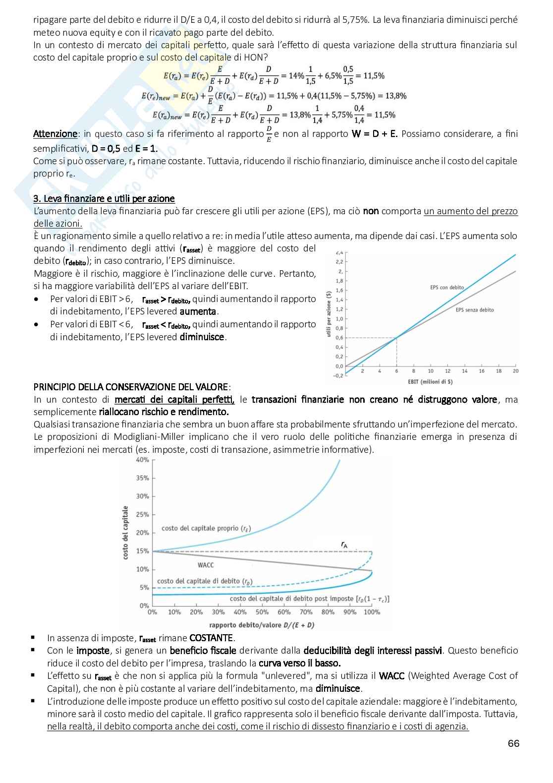 Riassunto esame Teoria della finanza e finanza aziendale, Prof. Sapienza Elena, libro consigliato Finanza aziendale, Berk  Pag. 66